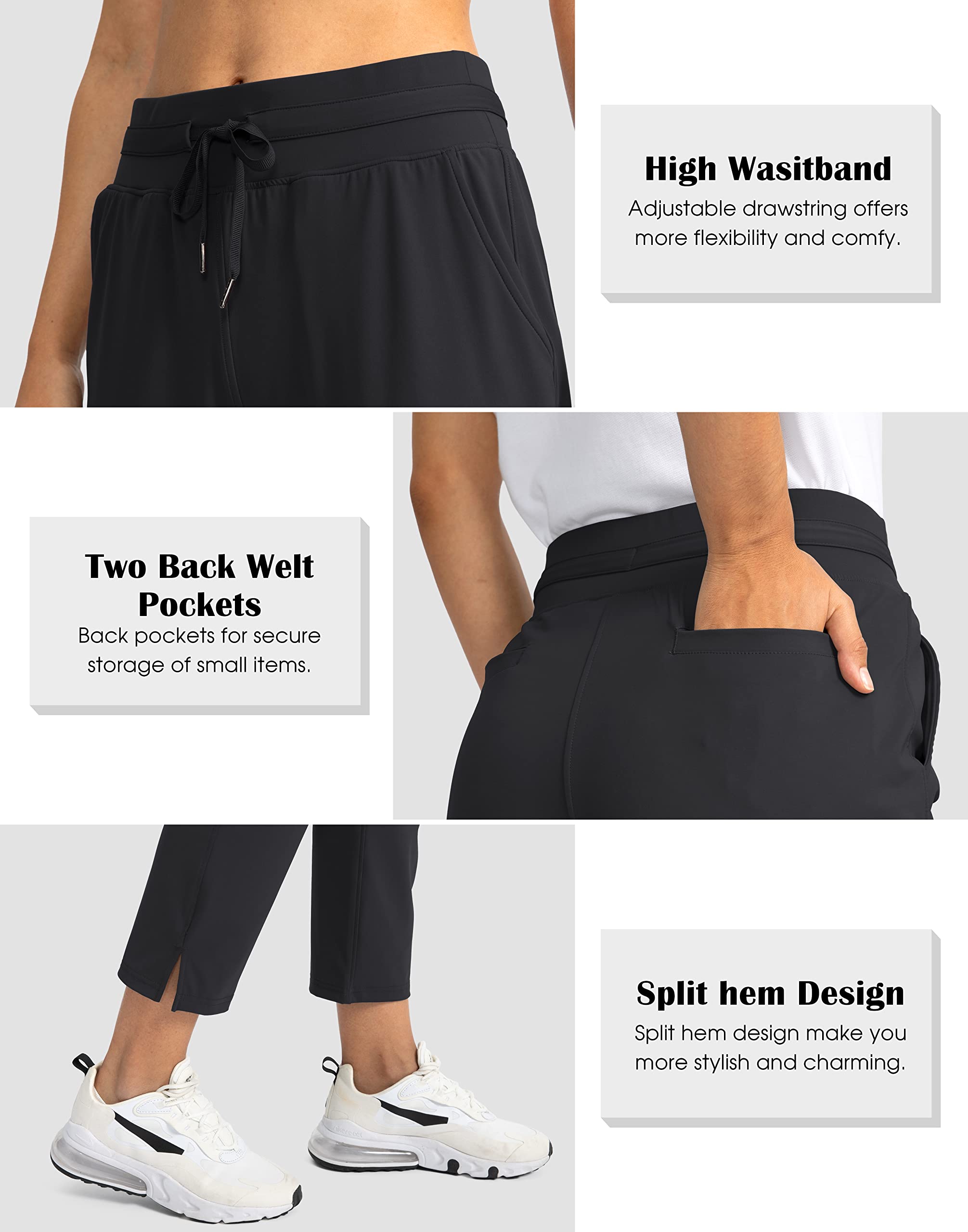 Soothfeel Women's High Waisted Sweatpants with 4 Pockets - 7/8 Length Stretchy Athletic Pants for Workout, Golf, Travel & Casual Wear | Perfect for Yoga, Running & Everyday Comfort