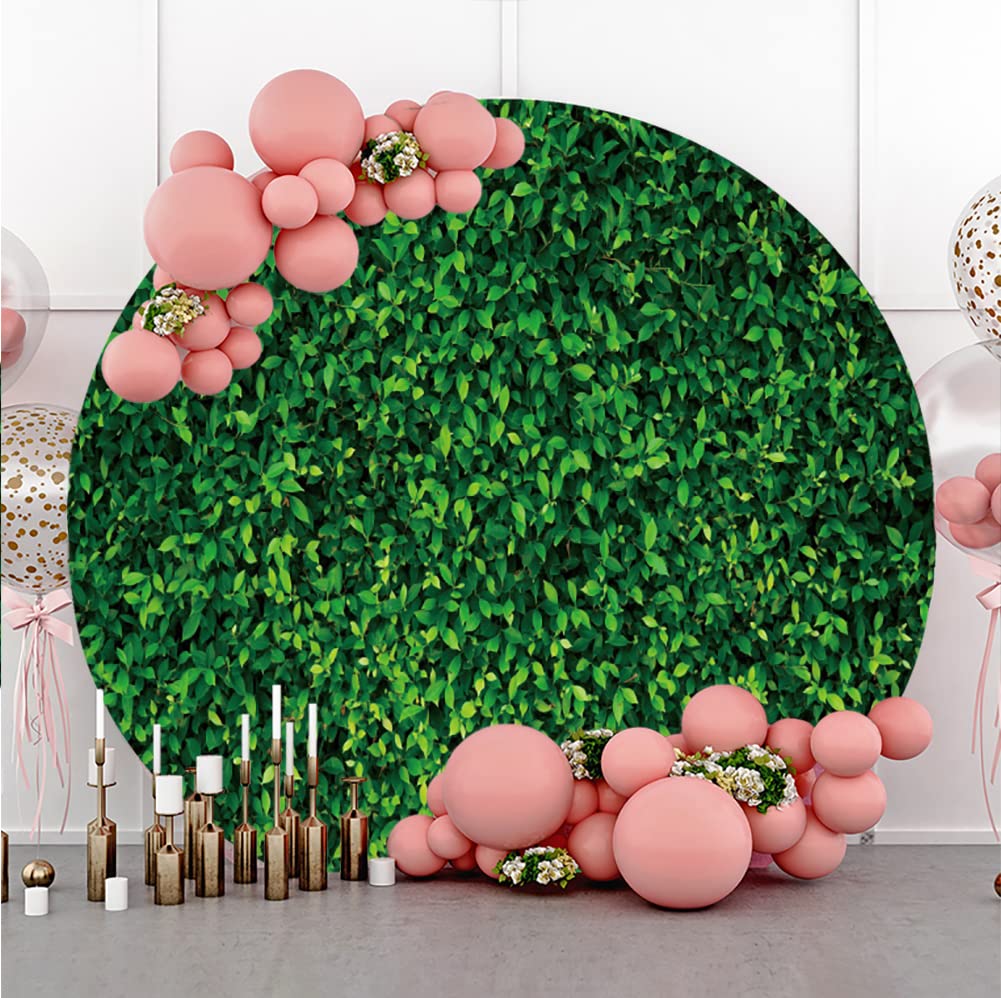 5x5ft Green Leaves Circle Backdrop Stand - Greenery Round Backdrop Cover for Wedding, Baby Shower, Birthday Party & Bridal Shower Decorations | Perfect for Photo Booths, Event Walls & Party Backgrounds