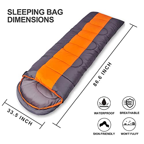 Lightweight Camping Sleeping Bag for Adults & Kids - Portable with Compression Carry Bag - Perfect for Hiking, Backpacking, Mountaineering & Outdoor Adventures