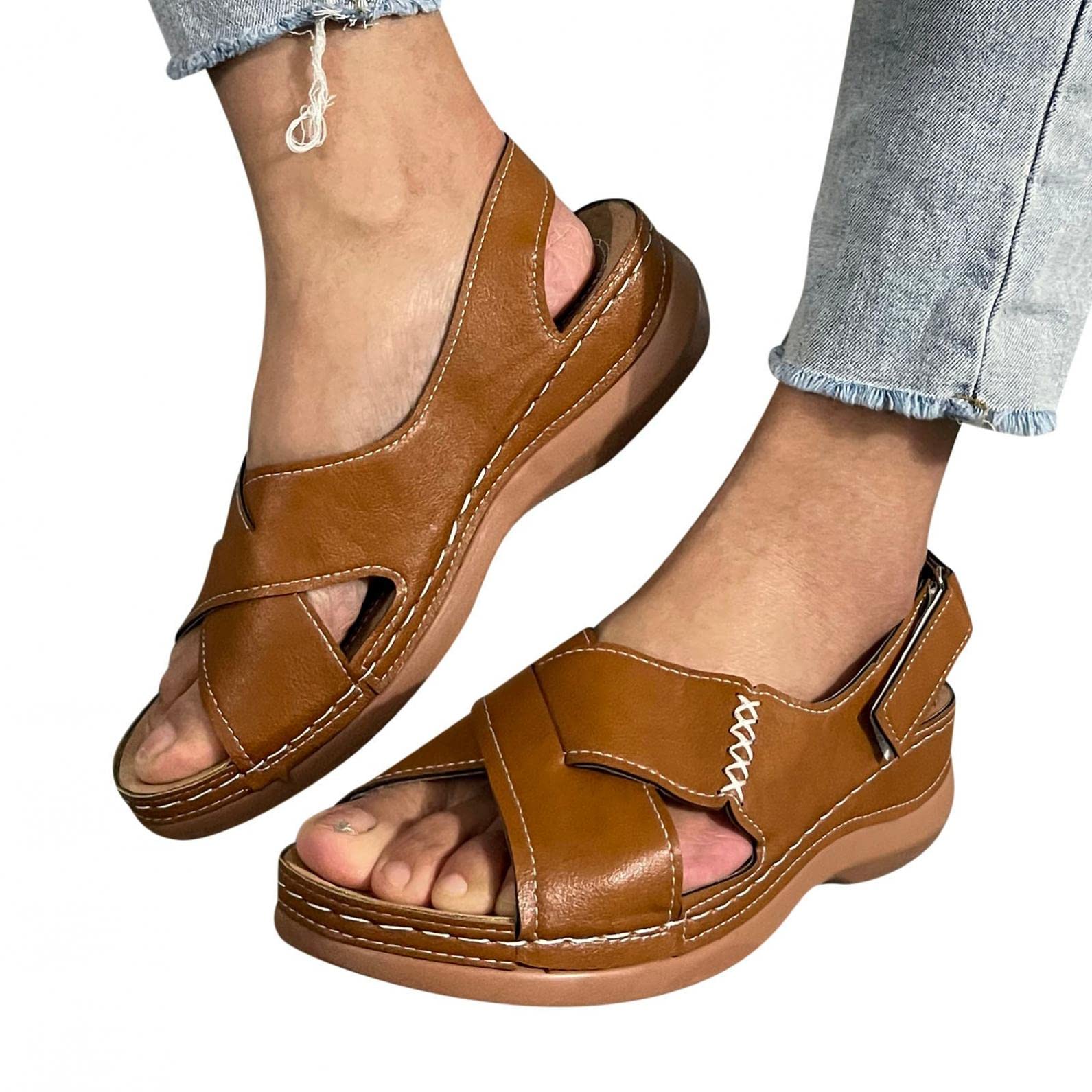 **Women's Comfortable Walking Sandals with Arch Support - Soft Casual Beach Slippers for All-Day Wear - Perfect for Travel, Hiking & Summer Outings**