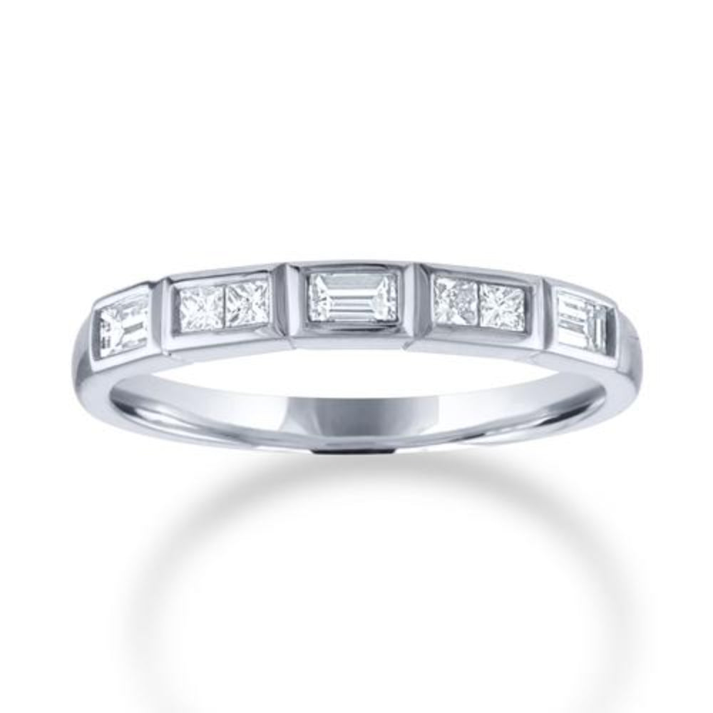 14K Gold Baguette and Princess Cut Diamond Eternity Band Ring for Women - Perfect for Weddings, Anniversaries & Special Occasions