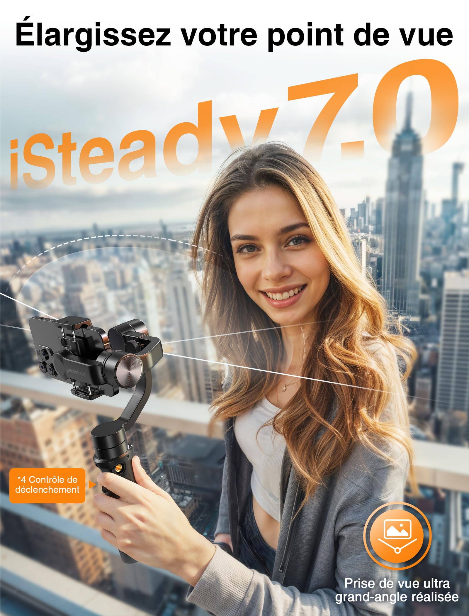Hohem iSteady Mobile+ 2024 3-Axis Smartphone Gimbal Stabilizer for iPhone 15/14/13/XR, Samsung Galaxy & Huawei - Up to 280g Payload, Portable with App Control - Perfect for Vlogging, Live Streaming & Smooth Video Recording