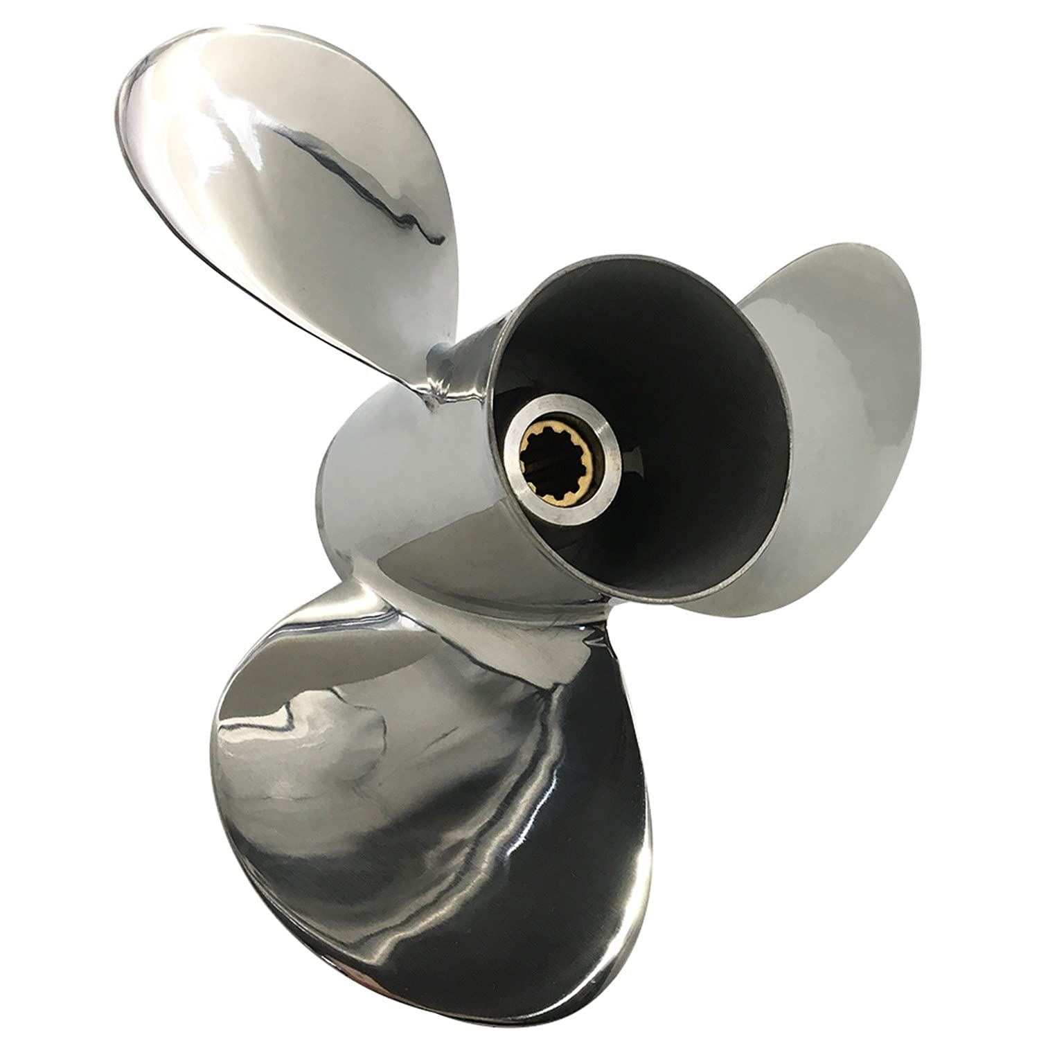 Yamaha Outboard Motor Propeller CAPTAIN 20hp 25hp 30hp F25HP 10 Tooth Spline 664-45945-00-EL Stainless Steel Replacement for Boating, Fishing & Marine Activities