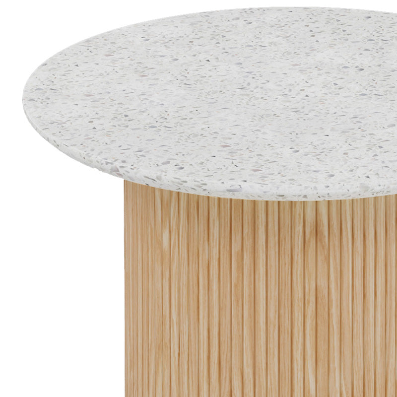 BLANCHE 60cm Side Table - Modern Terrazzo Stone End Table for Living Room, Bedroom & Office | Durable & Stylish Home Decor Accent Piece