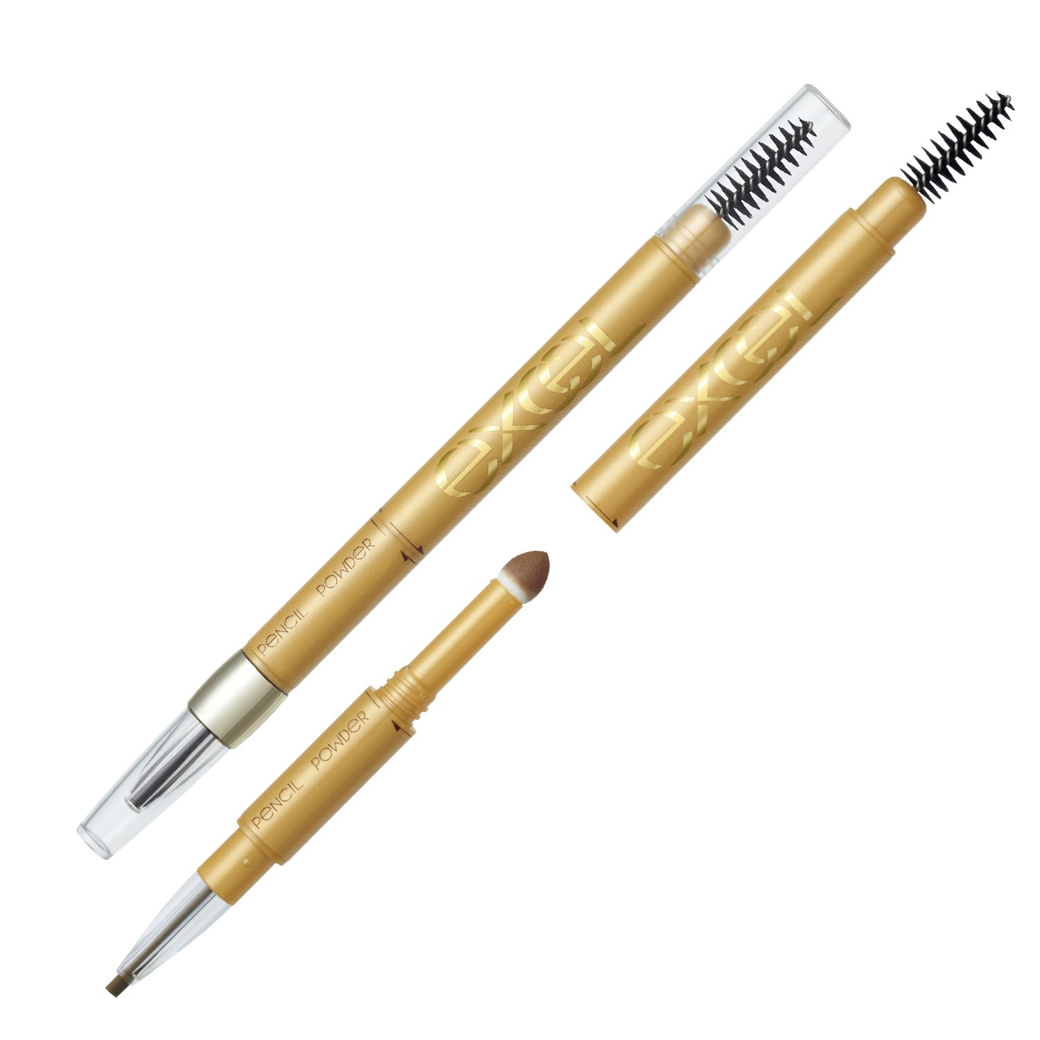 EXCEL Powder & Pencil Eyebrow PD11 Apricot Brown - Natural Looking Eyebrow Makeup for Everyday Wear & Special Occasions