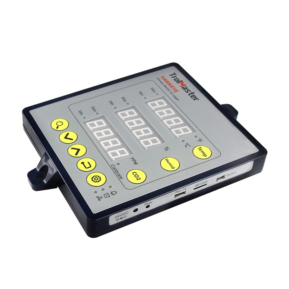 TrolMaster Legacy Hawkeye 3-in-1 Environmental Monitor & Data Logger for Indoor Grow Rooms | CO2, Temperature, Humidity Tracking for Hydroponics & Greenhouse