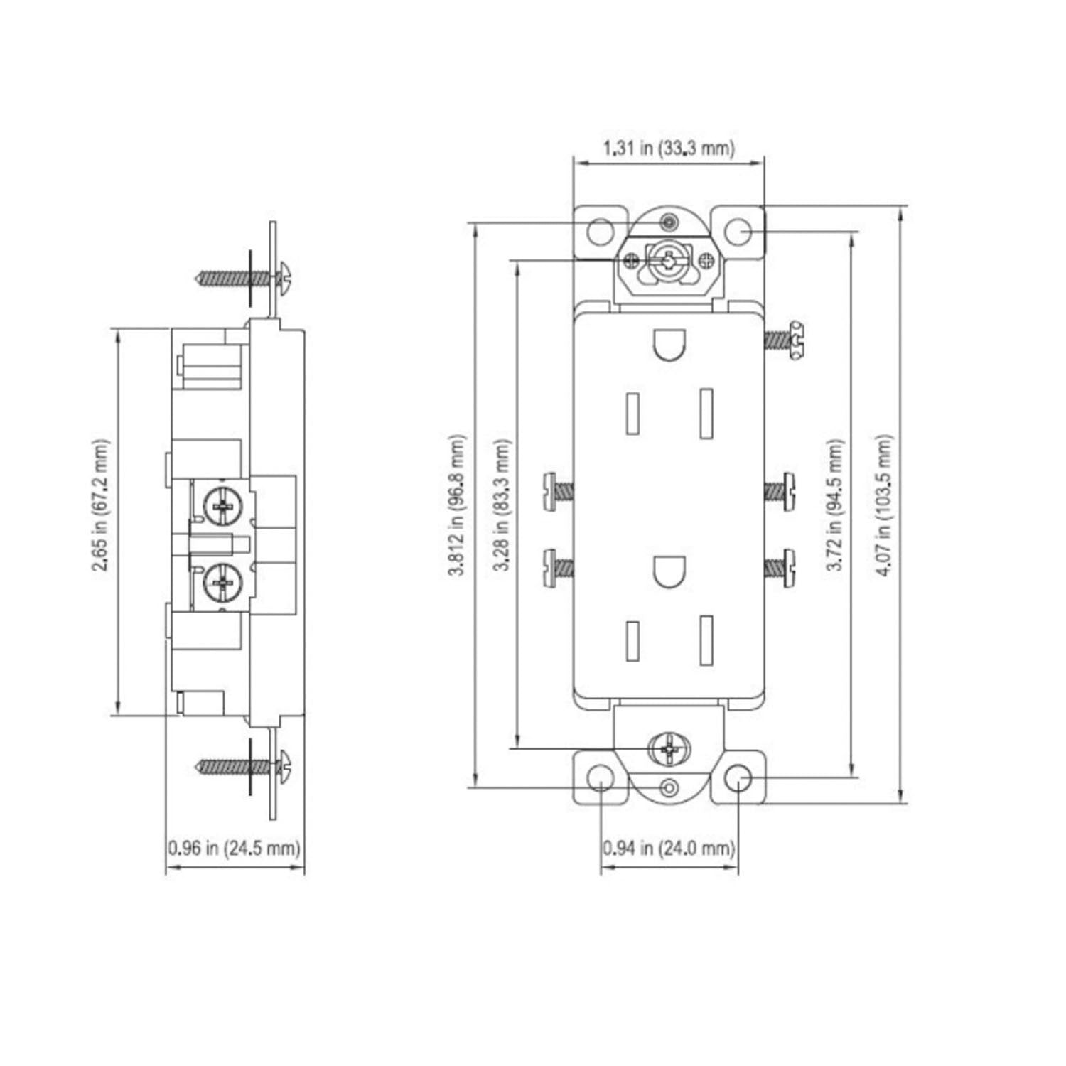 15 Amp Duplex Outlet - White Electrical Receptacle with Tamper-Resistant Design for Home, Office & Workshop Use