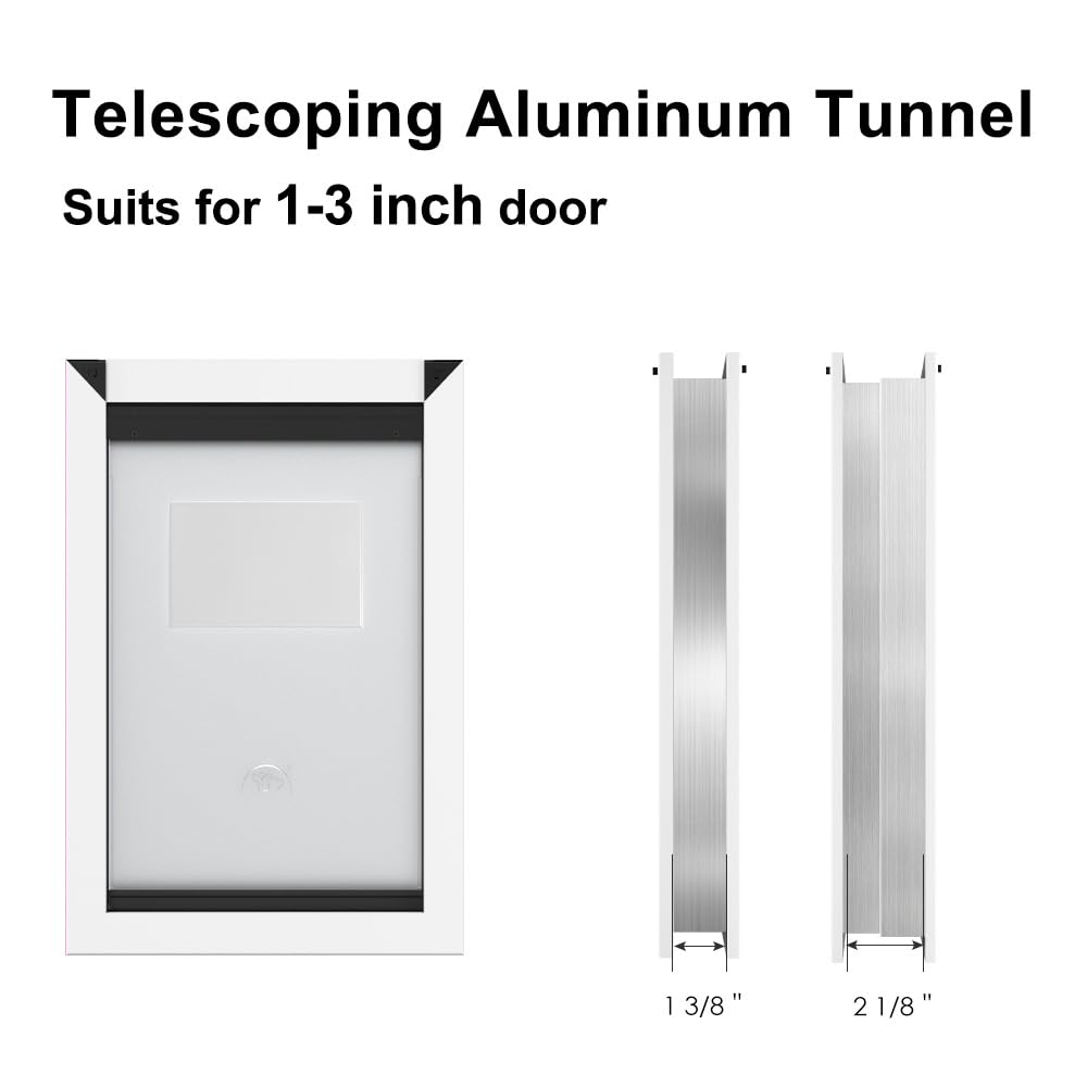 RESCUMASCER Aluminum Medium Dog Door for Doors - Double Magnetic Flaps & Sliding Lock Panels - Fits Small Dogs Up to 40lbs - Perfect for Indoor/Outdoor Pet Access in Homes & Apartments