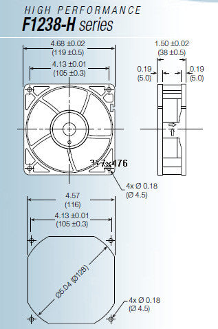 High-Performance Mechatronics 120x120x38mm 24V DC Cooling Fan F1238X24B FSR - Ideal for PC Cooling, Server Racks & Industrial Equipment Ventilation