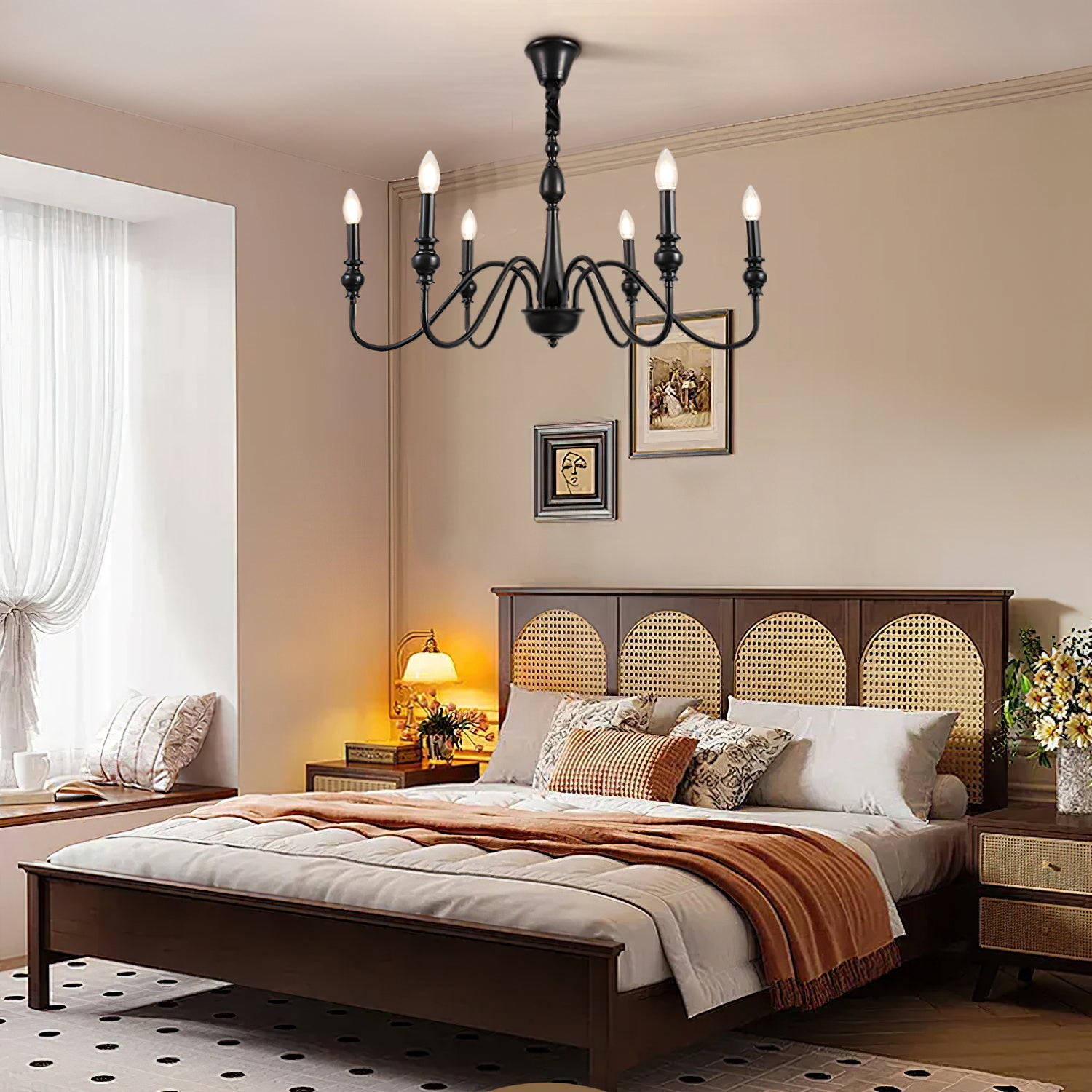 Baxton Candelabra Chandelier - Elegant 5-Light Crystal Ceiling Fixture for Dining Room, Bedroom & Living Room Lighting