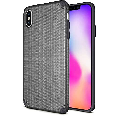 Base Pro Tech Rugged Armor Protective Case for iPhone XS Max - Shockproof, Durable Cover with Military-Grade Protection (Gray) - Perfect for Outdoor, Work & Daily Use