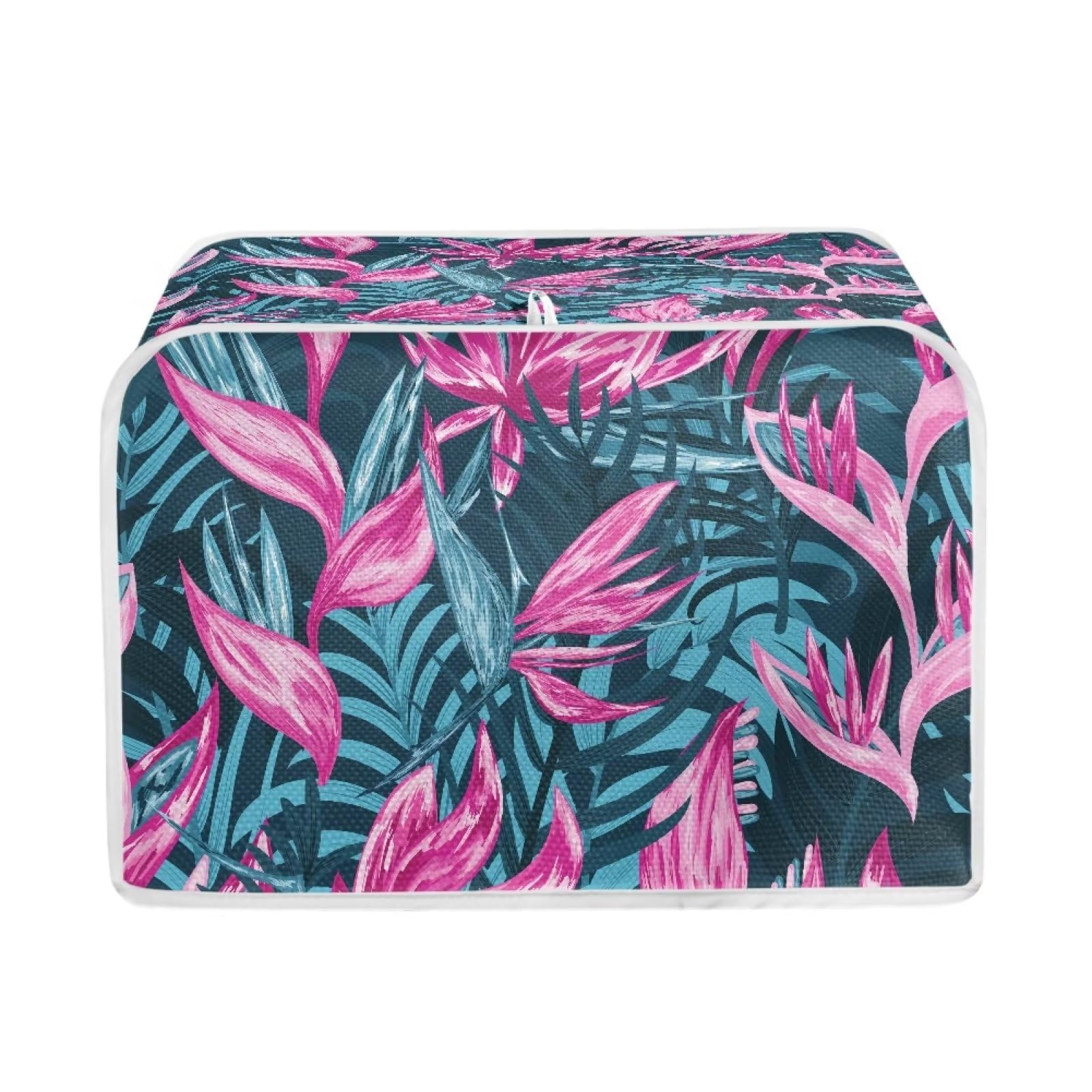 2 Slice Wide Slot Tropical Floral Toaster Cover - Kitchen Appliance Protector for Toaster Oven & Bread Machine - Perfect for Home, Cafe, and Dorm Use