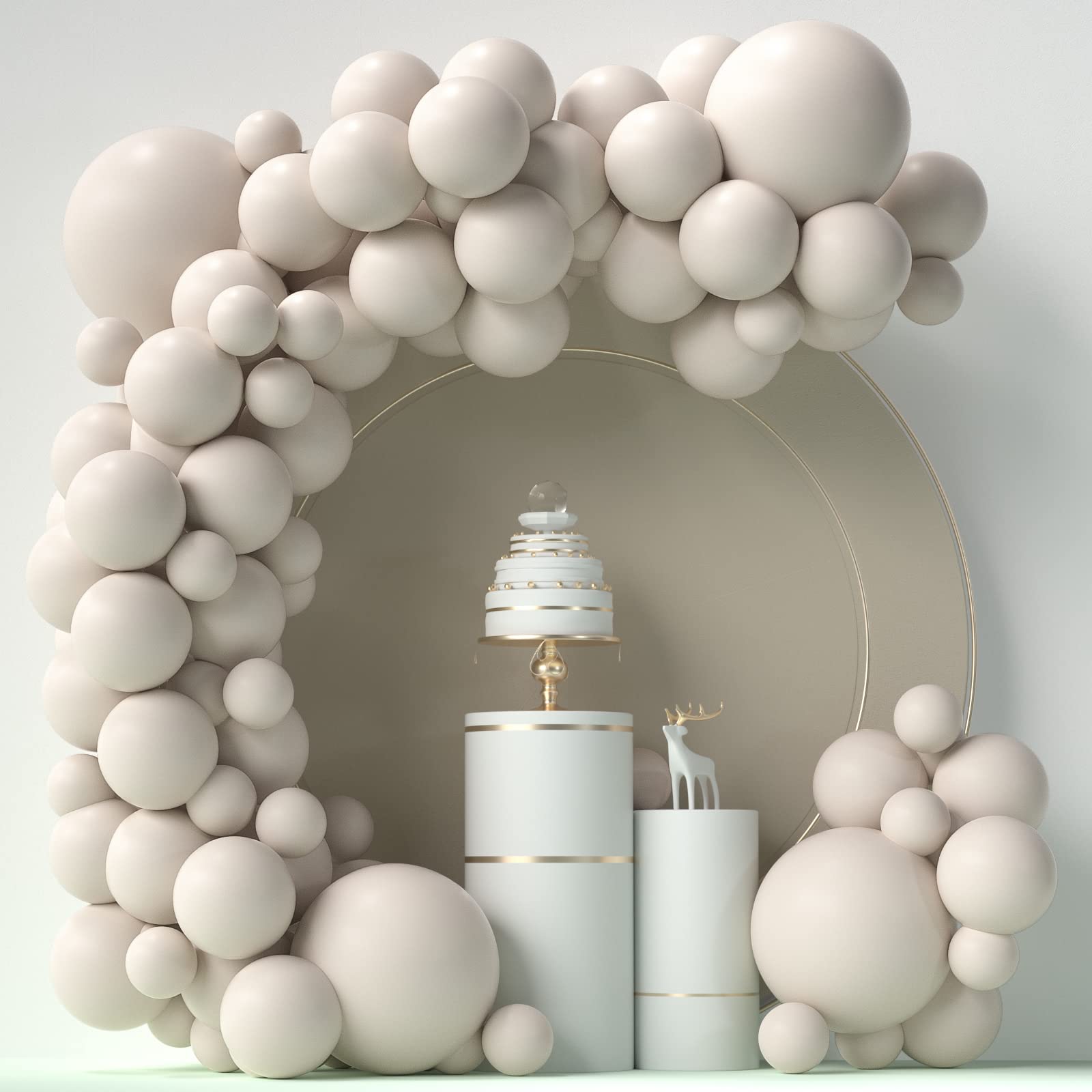 84 Pcs White Sand Balloons Garland Arch Kit - 5, 12 & 18 Inch Nude Latex Balloons for Birthday, Baby Shower & Wedding Decorations - Perfect for Party Backdrops, Photo Booths & Ceiling Decor