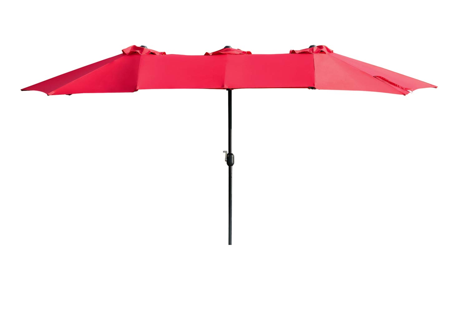 LOKATSE HOME 15FT Double-Sided Outdoor Patio Umbrella with Crank - Aluminum Garden Market Umbrella, Twin Sun Canopy in 2-Tone Red - Perfect for Poolside, Backyard, Restaurant & Beach Shade