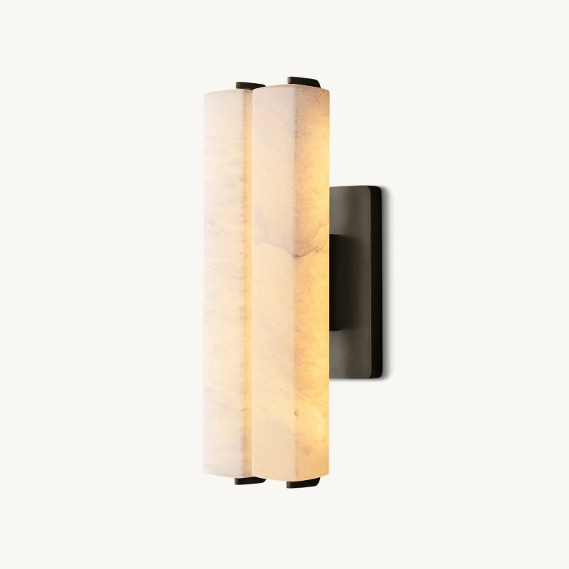 Elegant Ausle Alabaster Double Sconce Wall Light - Vintage Style Brass Finish for Bedroom, Hallway & Living Room Lighting