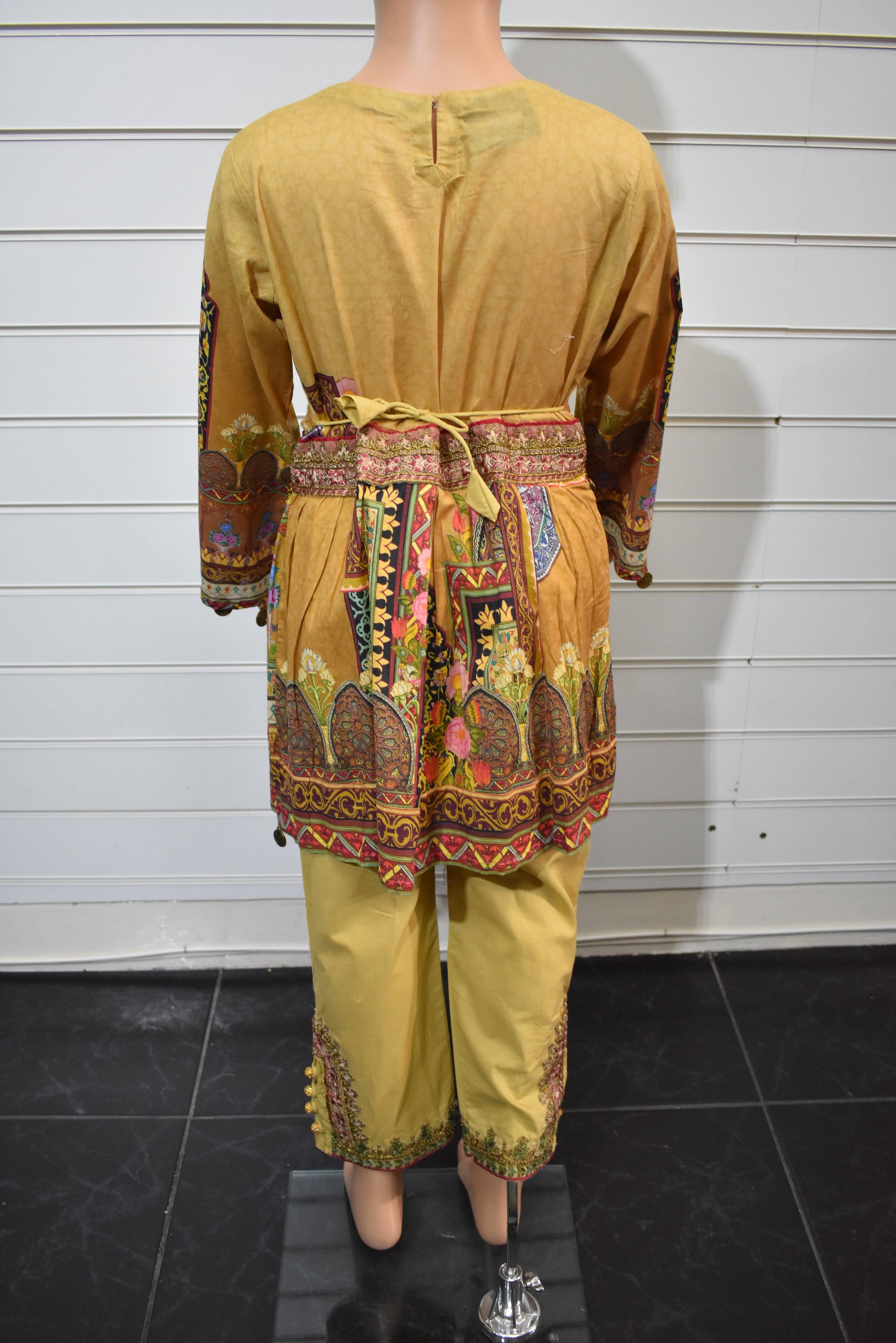 Simrans Kids Digital Print Outfit with Embroidered Capri Trousers AL14 | Stylish Matching Set for Girls | Perfect for Birthday Parties, School Events & Family Photos