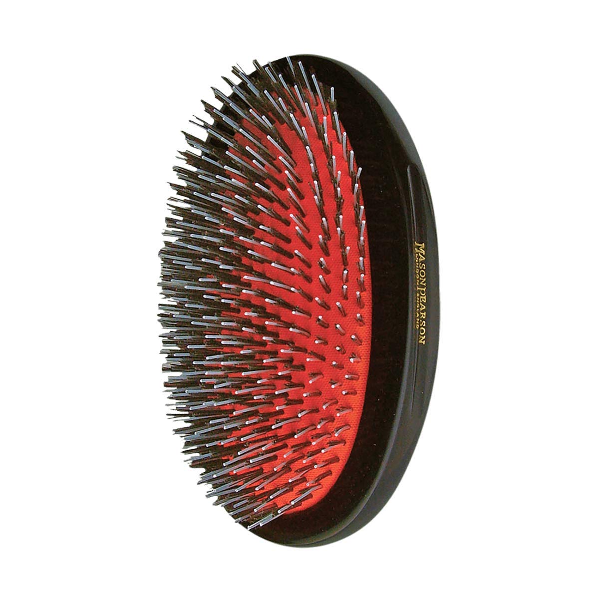 Mason Pearson BN2M Junior Bristle & Nylon Military Hair Brush with Cleaner - Perfect for Kids & Travel, Gentle Detangling & Styling for Soft, Shiny Hair