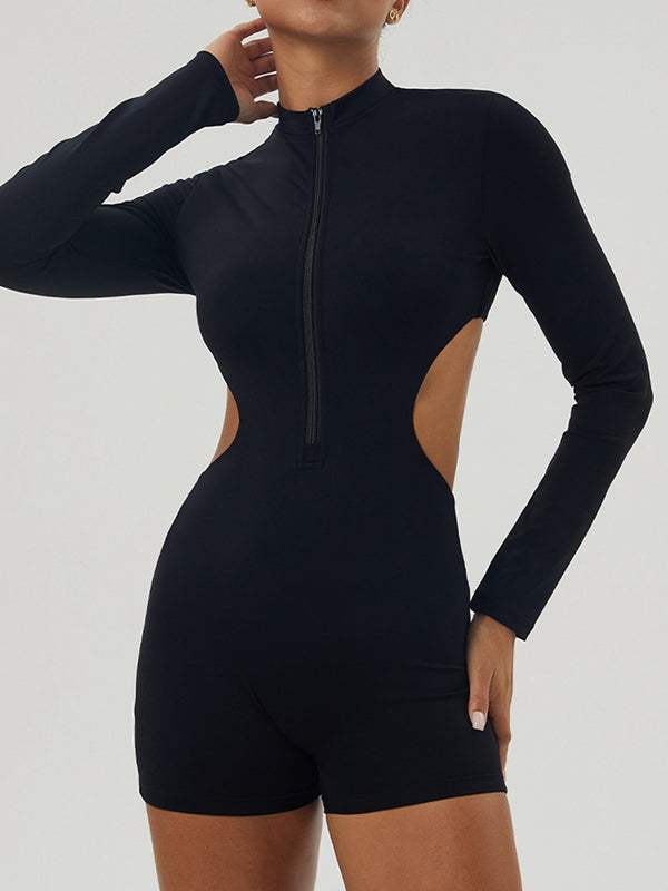 ZASUWA Women's Sexy Cutout Romper Jumpsuit with Zipper Detail - Perfect for Night Out, Party, and Summer Fashion