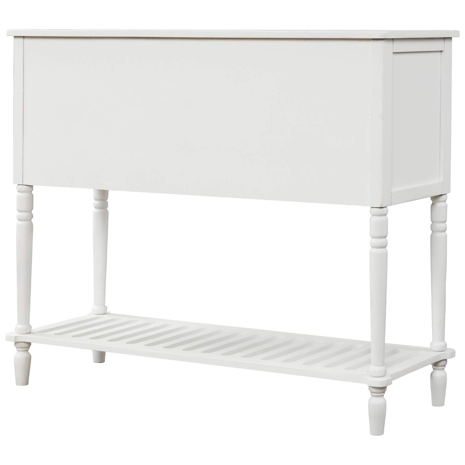 Merax White Sideboard Console Table with Storage & Bottom Shelf - Entryway Buffet Cabinet for Dining Room, Living Room & Hallway Storage Solution