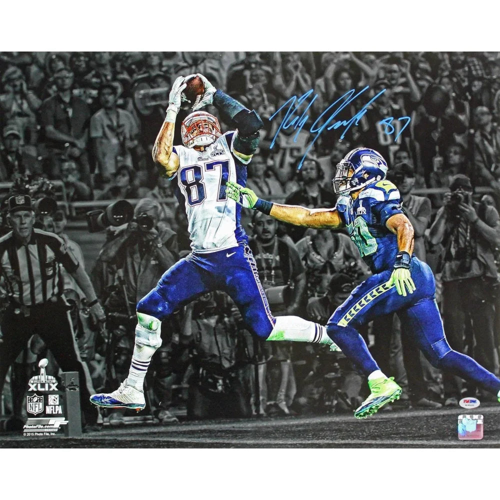 Authentic Rob Gronkowski Signed & Framed 16x20 Photo with PSA/DNA COA - New England Patriots Memorabilia for Sports Fans & Collectors - Perfect for Man Cave, Sports Bar, or Gift for Football Enthusiasts