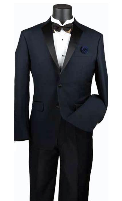 Slim Fit Navy Blue 2 Piece Tuxedo Suit for Men | Formal Wedding, Prom, Gala & Black Tie Events | Premium Tailored Suits for Special Occasions