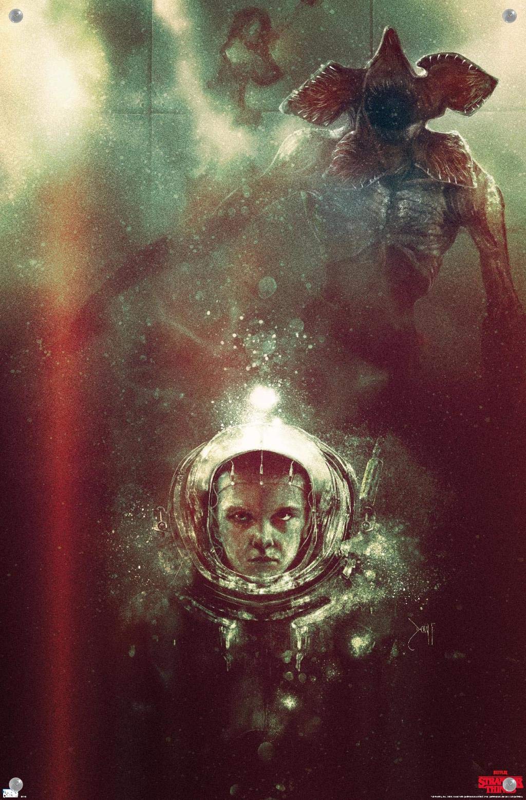 Stranger Things Underwater Wall Poster with Push Pins - Netflix TV Show Decor for Bedroom, Office & Dorm Room