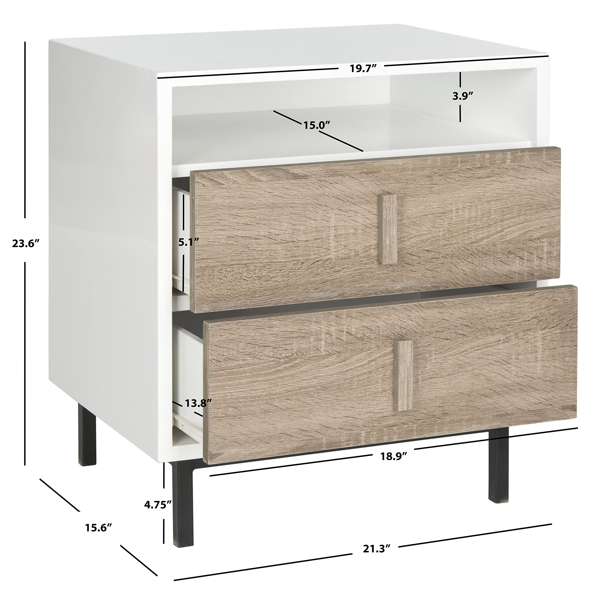 Safavieh Kefton Lacquer Cabinet - White Oak Finish Modern Storage Furniture for Living Room, Bedroom & Entryway Organization