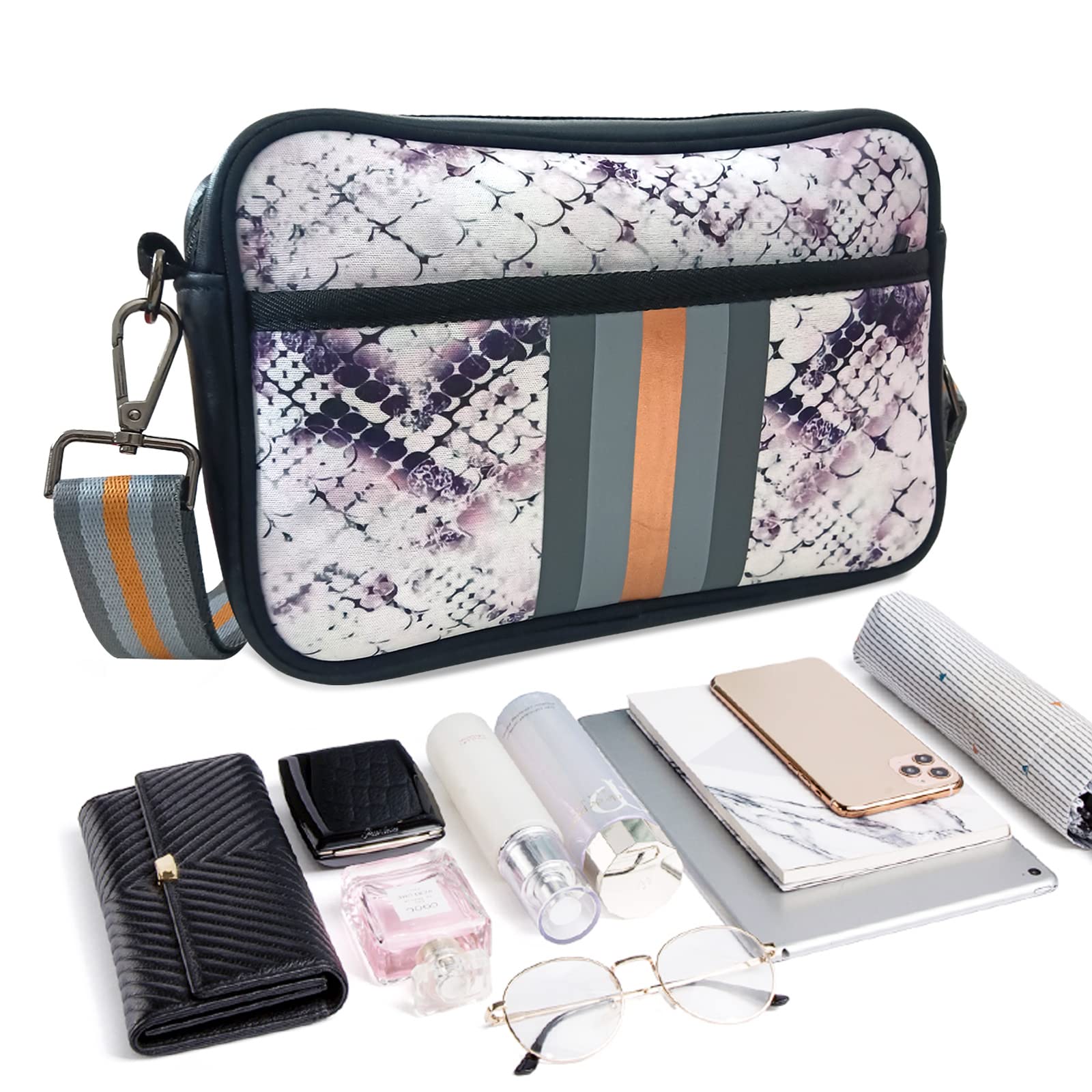 Neoprene Crossbody Bag for Women - Waterproof Messenger Tote by NIDOOT - Perfect for Travel, Work & Gym Essentials (Black)