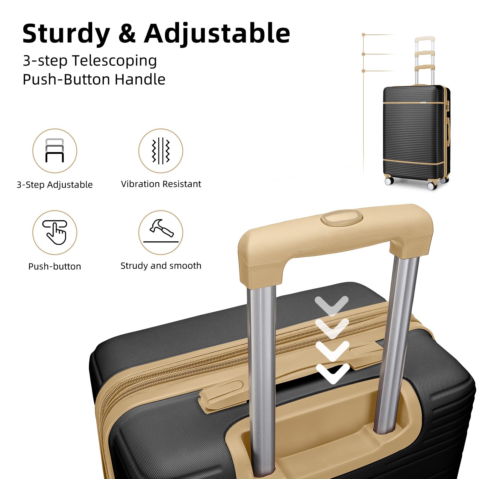 Lavender 3-Piece Luggage Set with Duffel Bag - Airline Approved Carry-On (9x14x23 Inches) & 360° Spinner Wheels - Hardside Suitcase for Men & Women (Black) - Perfect for Travel, Business Trips & Vacations