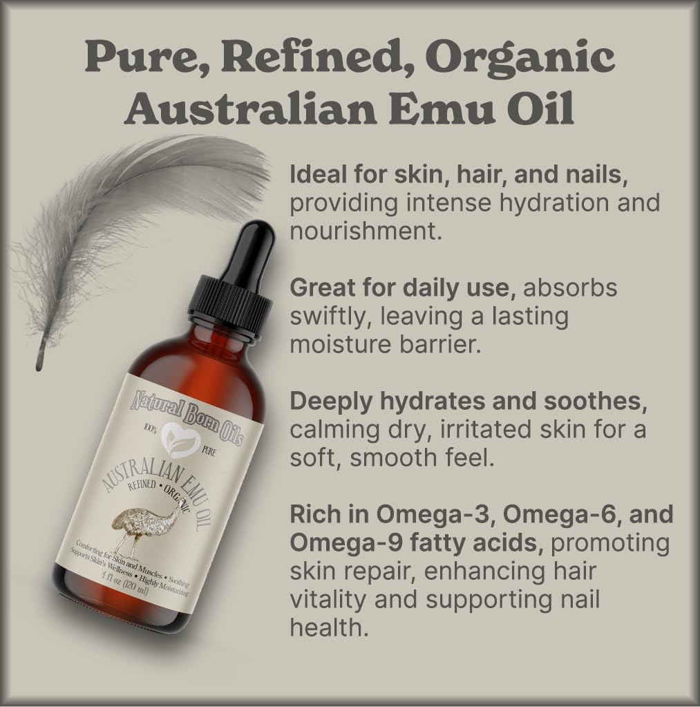 Pure Australian Emu Oil - 1 Gallon, 100% Refined, Nutrient-Rich for Deep Skin Hydration & Hair Growth | Natural Remedy for Dry Skin, Eczema & Split Ends | Best for Massage Therapy, Aromatherapy & DIY Beauty Products | Perfect for Home Spa, Skin Care Routine & Natural Hair Treatment