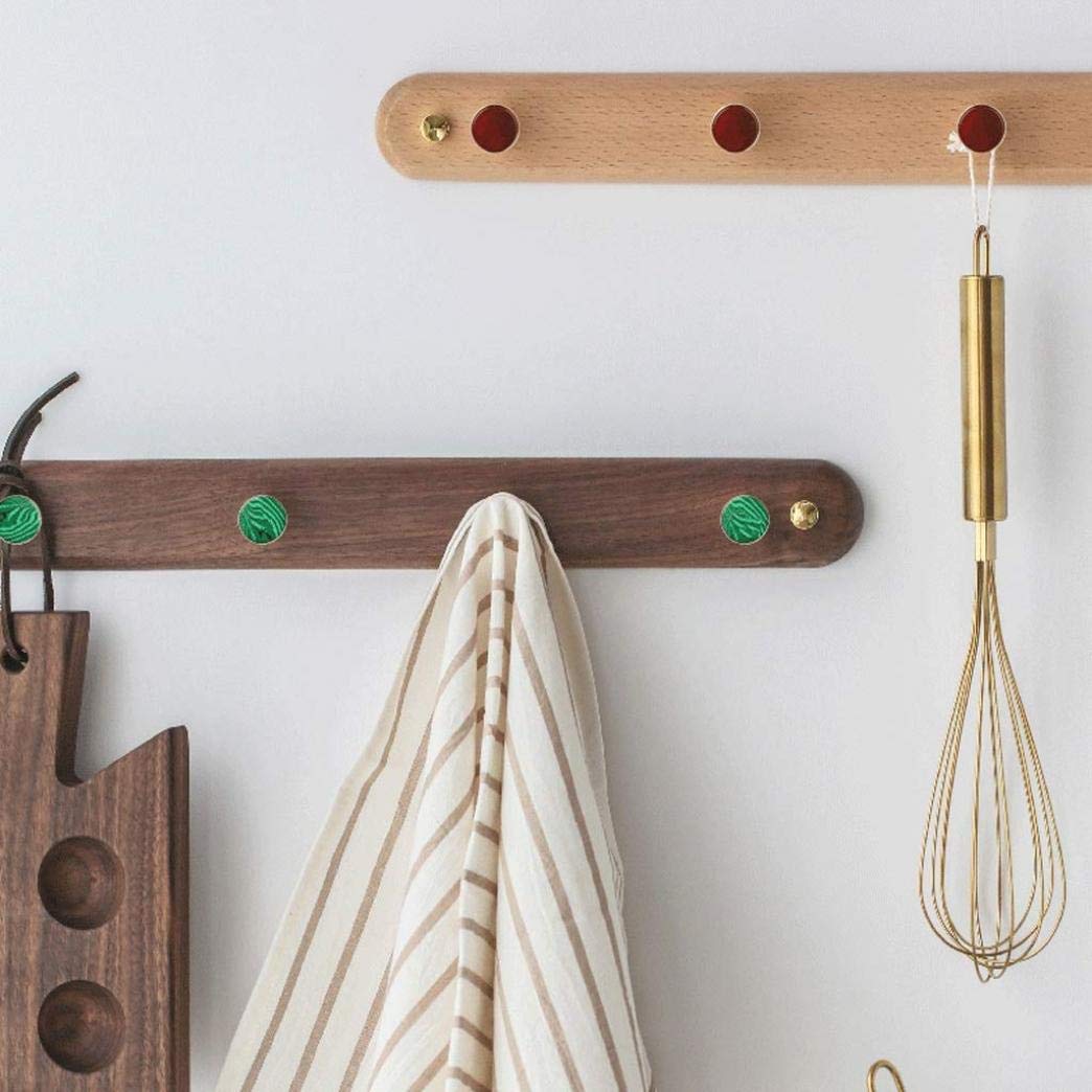 European Style Solid Wood Wall Mounted Coat Rack - Modern Light Luxury Coat Hanger with Hooks for Jackets, Hats & Bags - Perfect for Entryway, Bedroom & Closet Organization (A-3 Wall Hook)