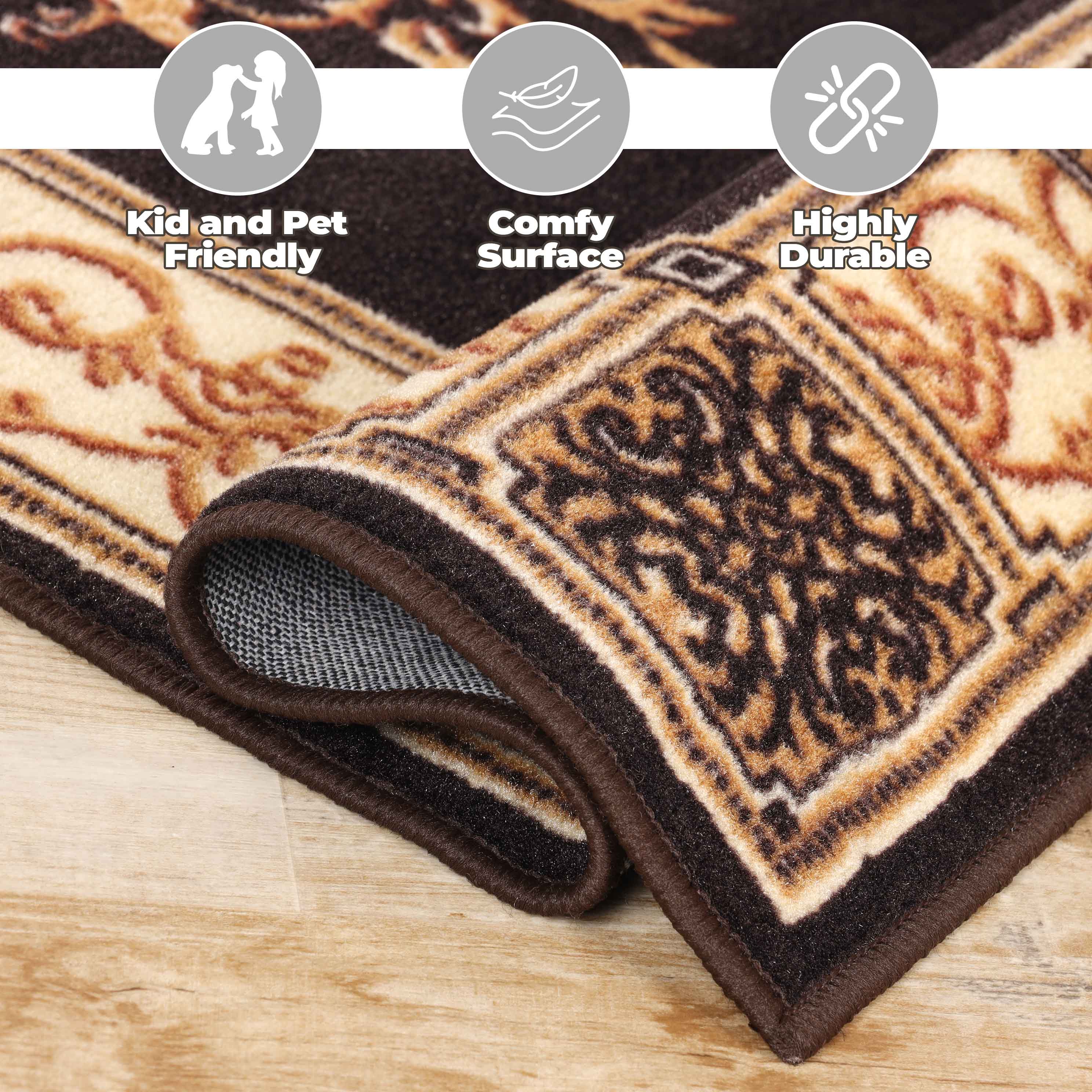 Large Medallion Modern Bohemian Indoor Area Rug or Runner - Perfect for Living Room, Bedroom, and Hallway Decor