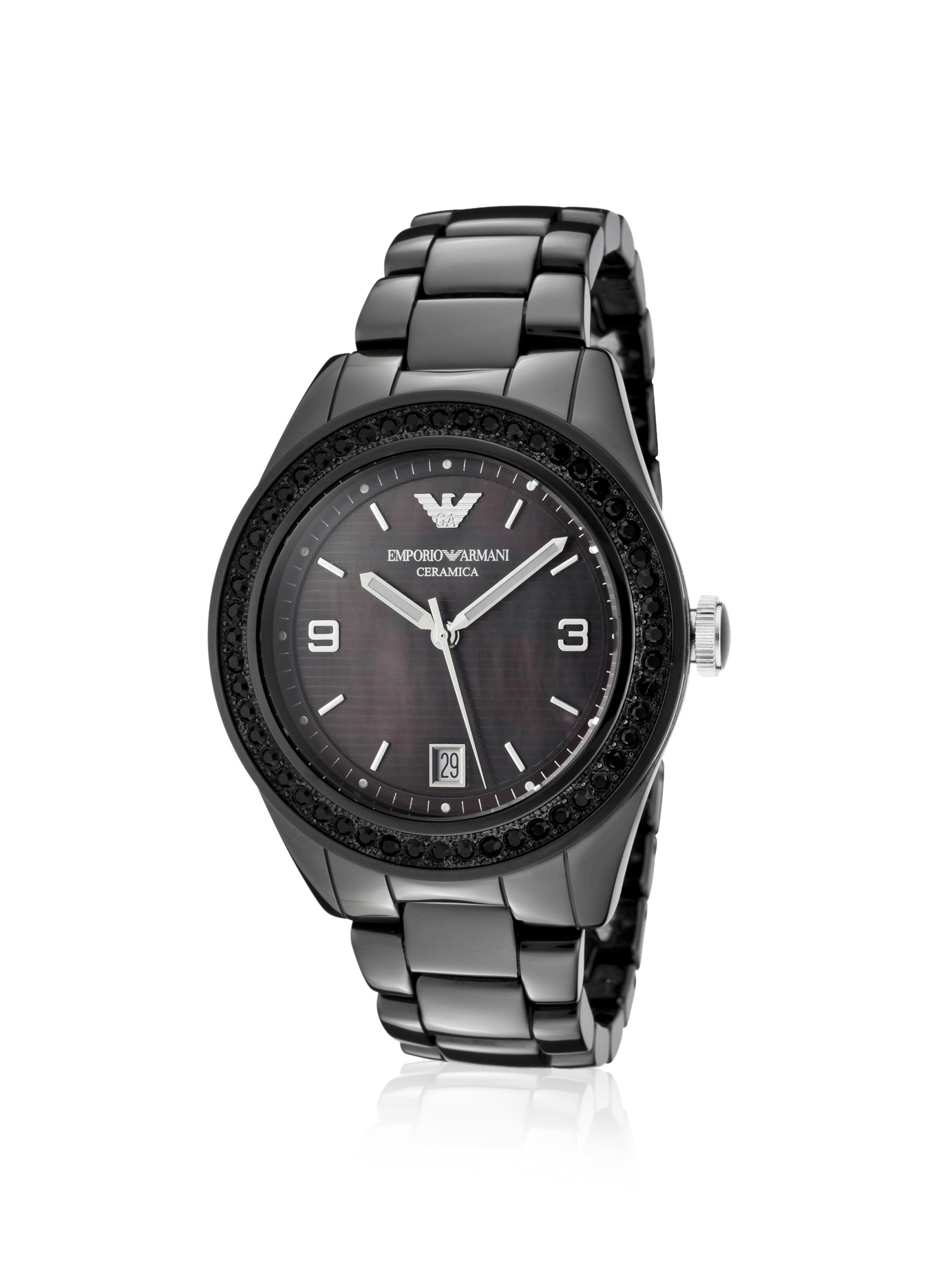 Emporio Armani Men's AR1423 Black Crystal Ceramic Watch - Luxury Waterproof Wristwatch for Business, Formal & Casual Wear