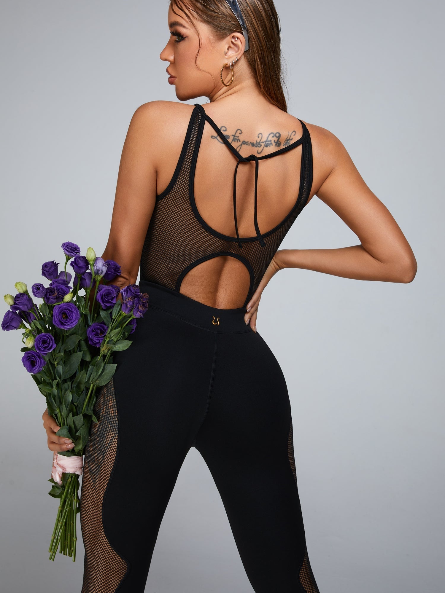 ZASUWA Women's Sexy Fishnet Backless Jumpsuit - Sleeveless Bodysuit for Clubwear, Halloween Costume & Night Out Party Outfit
