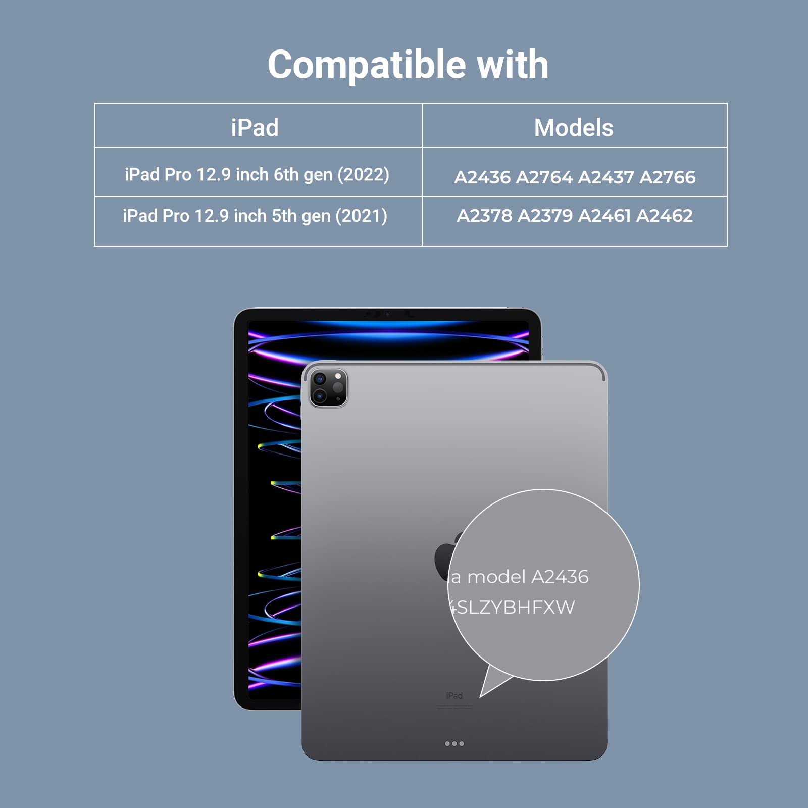 PITAKA Magnetic Wireless Charging Case for iPad Pro 12.9 (2021/2022) - 1500D Aramid Fiber Protective Cover, Magic Keyboard & Apple Pencil 2 Compatible | Perfect for Work, Travel & Home Use - Black/Blue