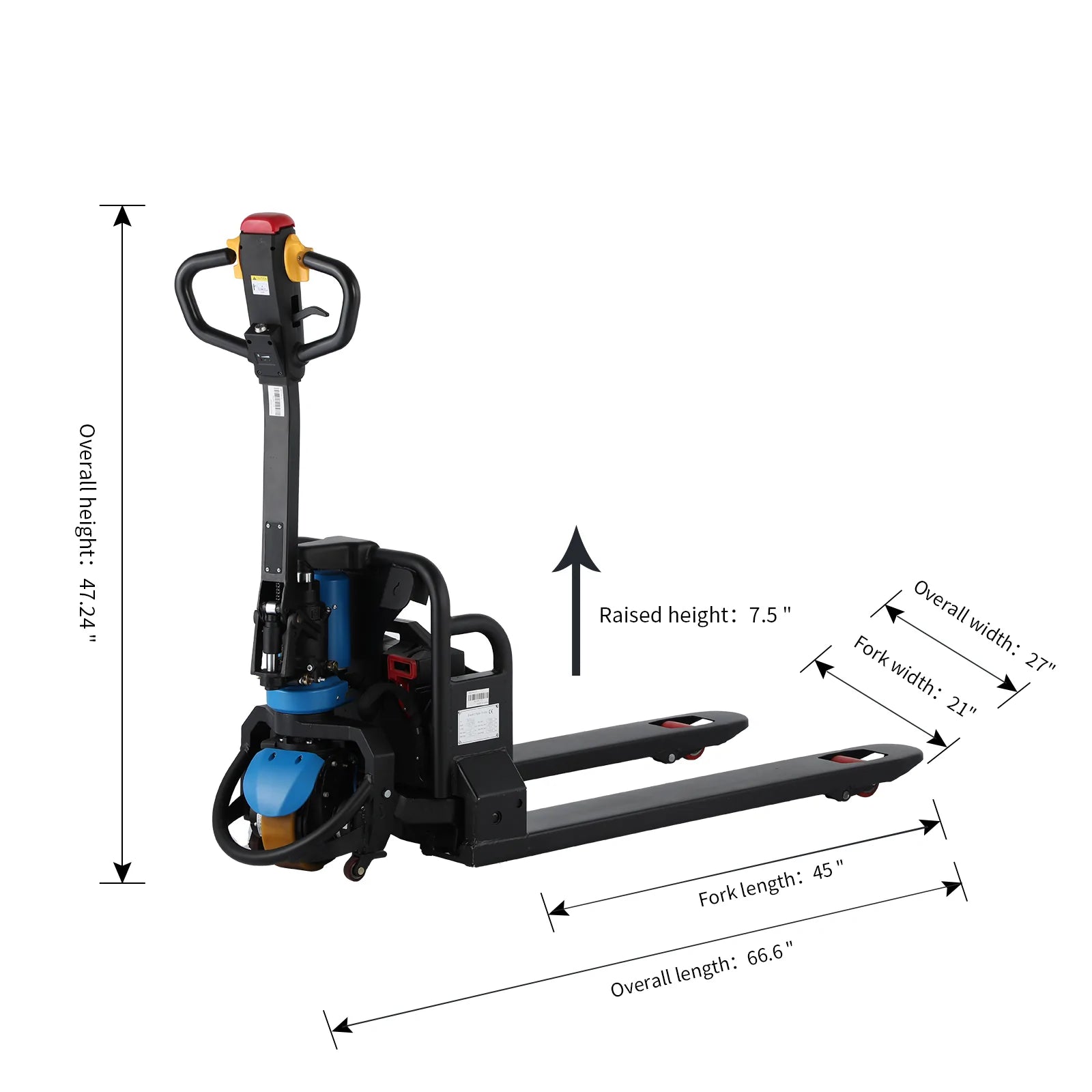 Apollolift A1021 Electric Pallet Jack - 3300 lbs Heavy Duty Battery Powered Pallet Truck, 45