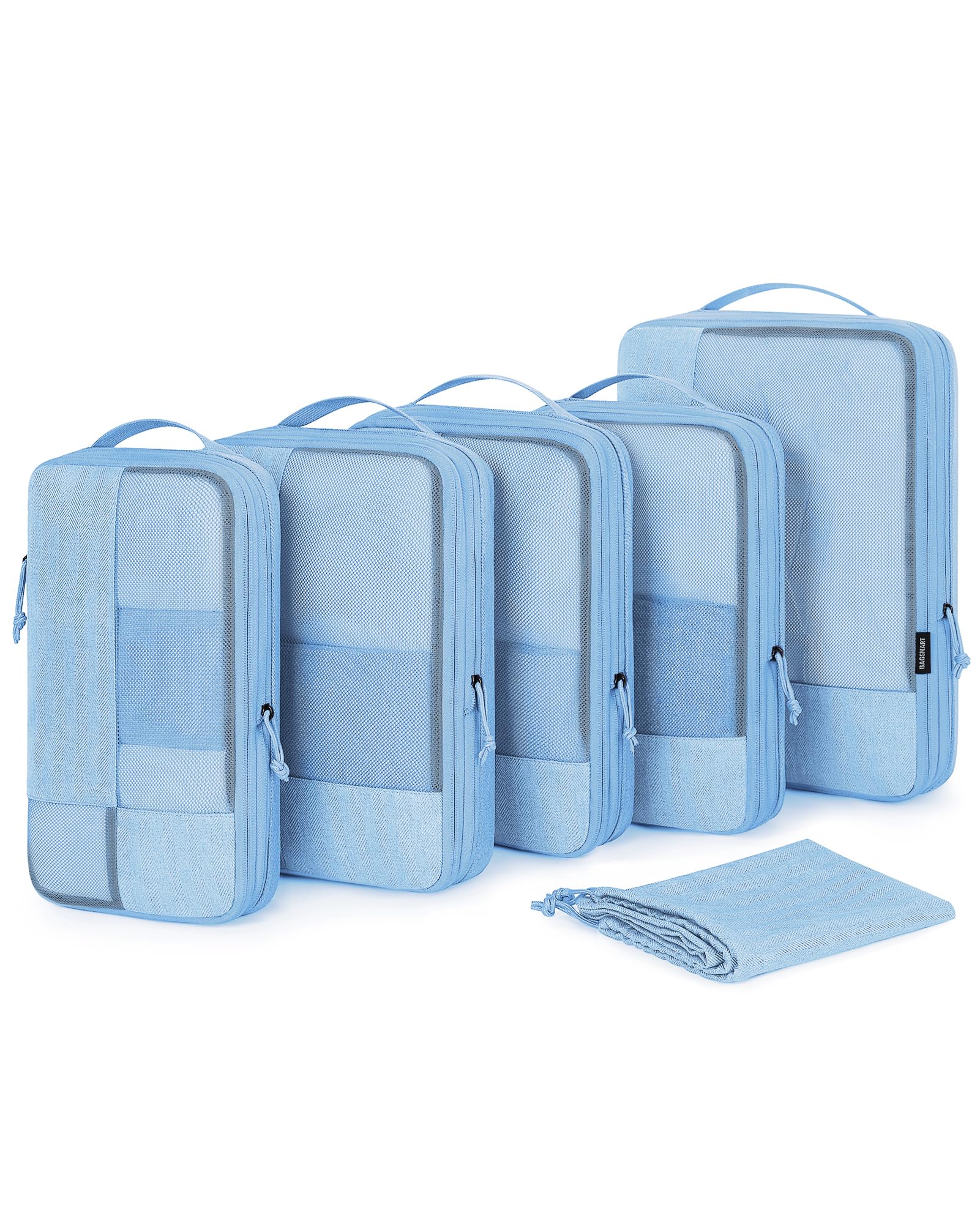 BAGSMART 6-Piece Compression Packing Cubes Set for Travel - Space Saving Suitcase Organizer with Shoe Bag | Perfect for Carry-On Luggage, Business Trips & Vacation Packing
