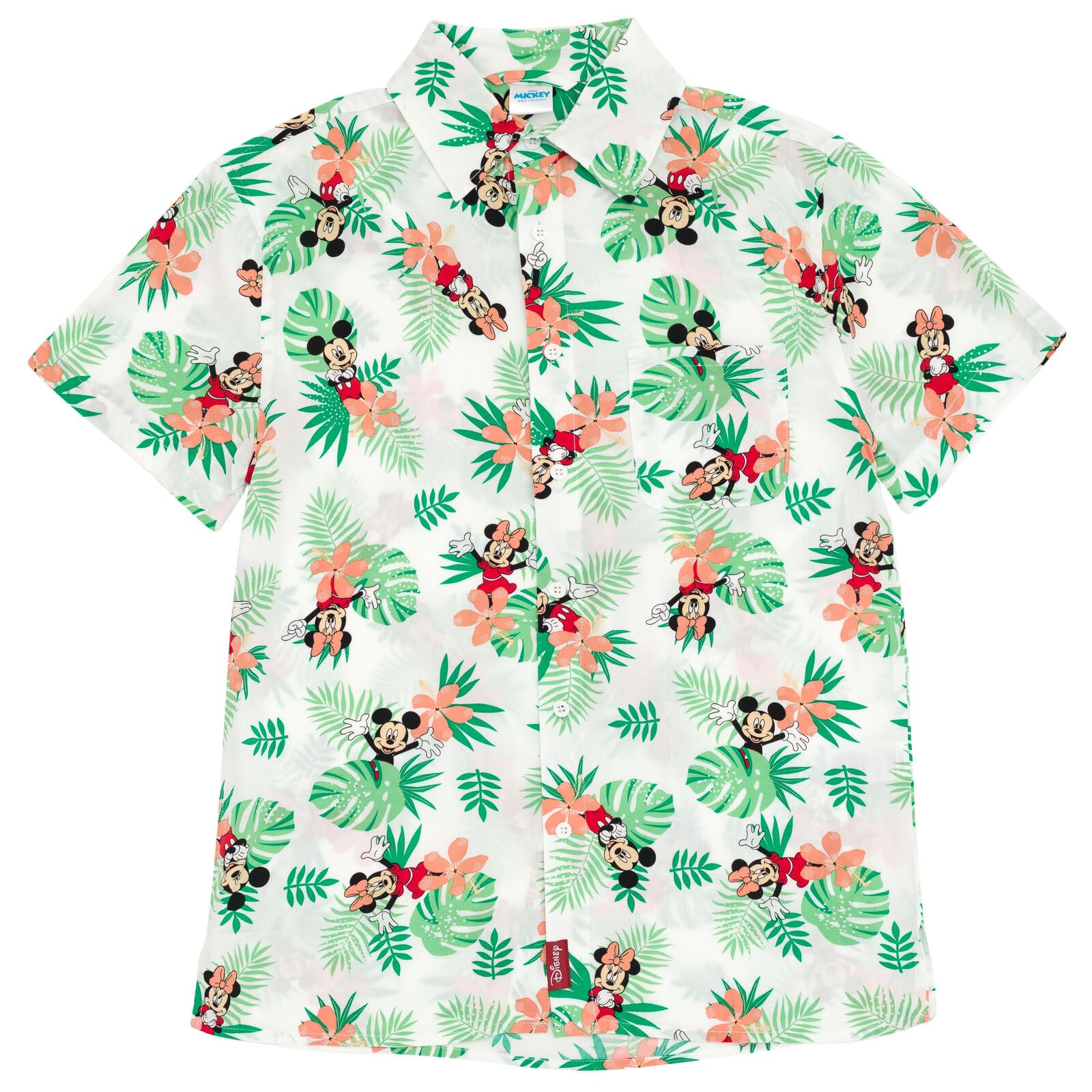 Disney Mickey & Minnie Mouse Hawaiian Matching Family Button Down Shirt for Adults - Perfect for Beach Vacations, Luau Parties & Summer Outfits