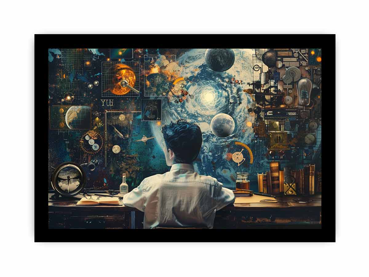 Genius at Work Framed Print - Motivational Office Wall Art for Home & Office Decor - Perfect for Study Rooms, Work Spaces & Creative Studios