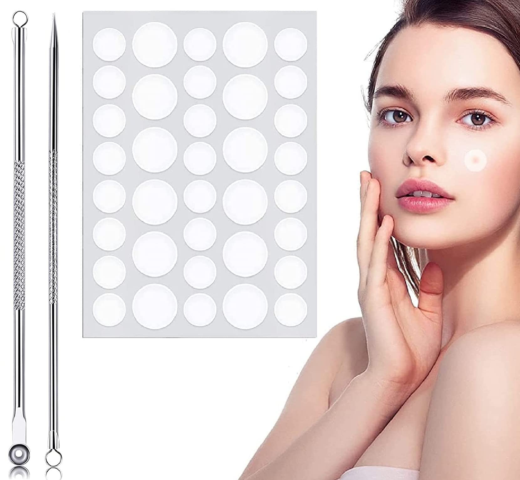 Eltihr 36 Pimple Patches with 2 Blackhead Needle - Invisible Hydrocolloid Acne Stickers for Cystic & Zit Breakouts - Day & Night Use for Face, Back & Body Care - Perfect for Travel, School & Daily Skincare Routine