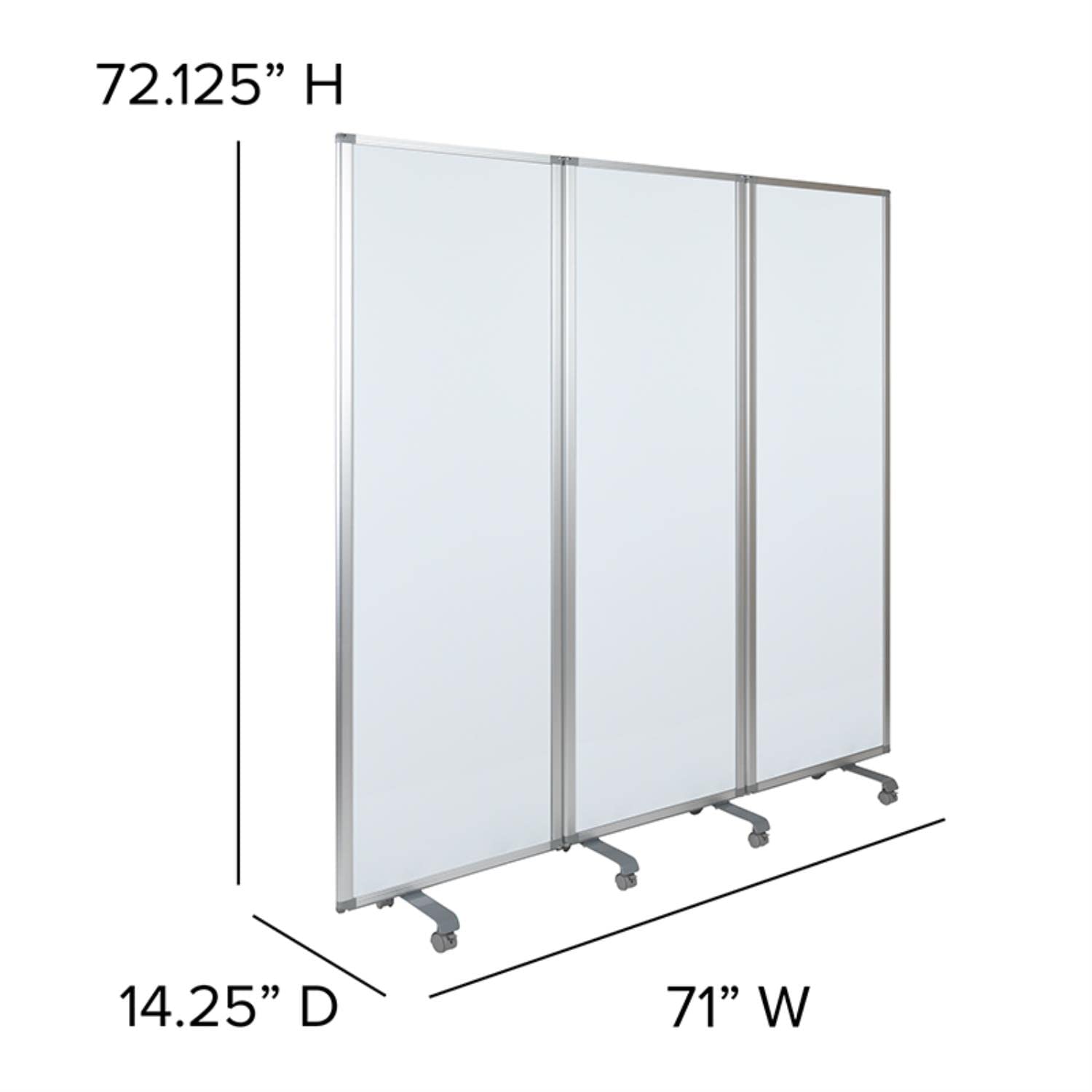 Flash Furniture Raisley 3-Section Mobile Magnetic Whiteboard Partition - 72