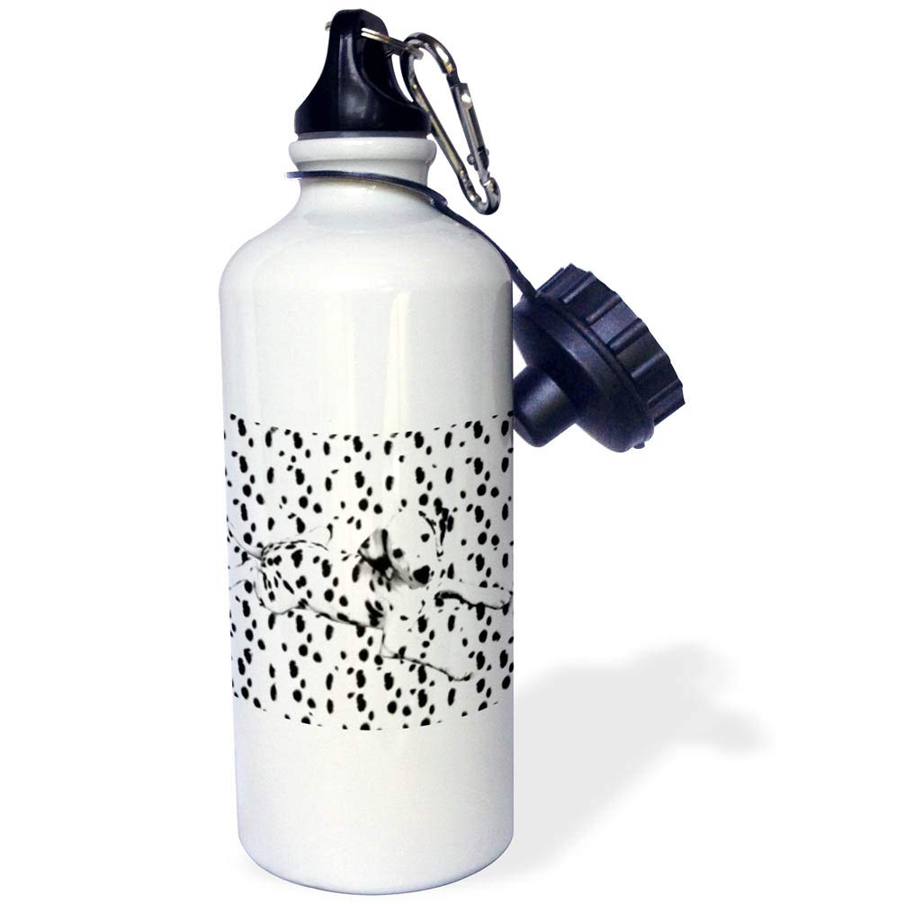 3Drose Dalmatian Spots on Spots Sports Water Bottle - 21oz Insulated Stainless Steel Gym Bottle - Perfect for Workouts, Hiking & Outdoor Activities - BPA Free White Water Bottle
