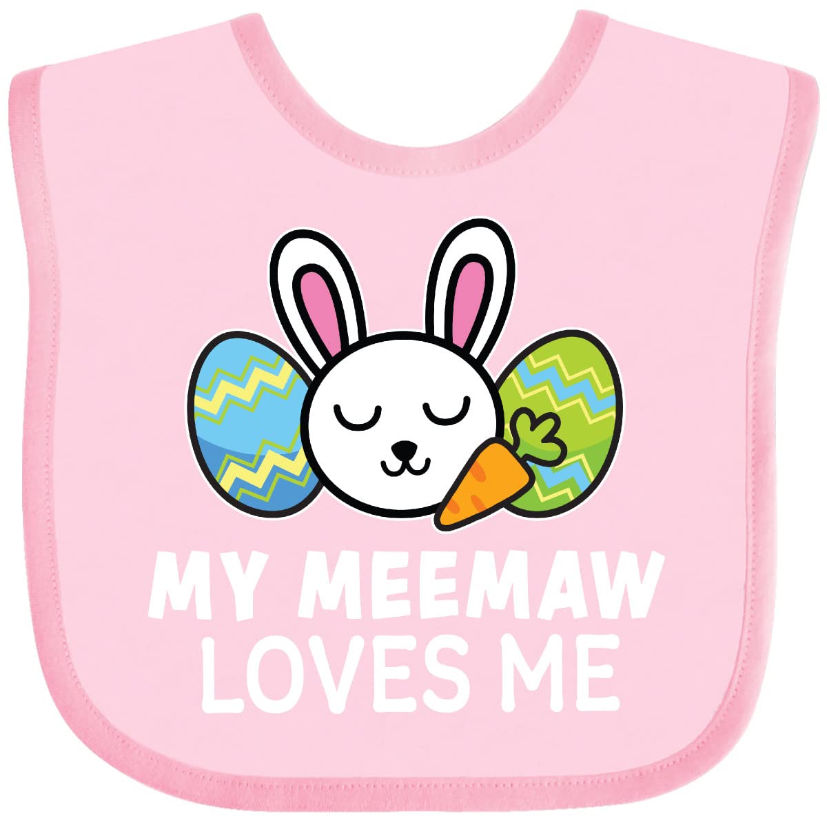 My Meemaw Loves Me Baby Bib - Bunny & Easter Eggs Design for Infants