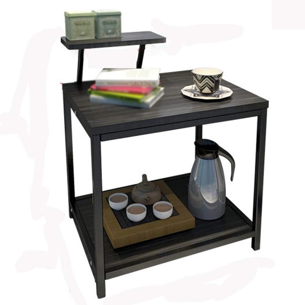 Retro Coffee Table with Storage Compartment - 55x45x65cm Side Table for Living Room, Balcony, Small Apartment, Sofa & Office - Space Saving Design - DELICATEWNN (Black) - Perfect for Tea Time, Reading & Home Decor