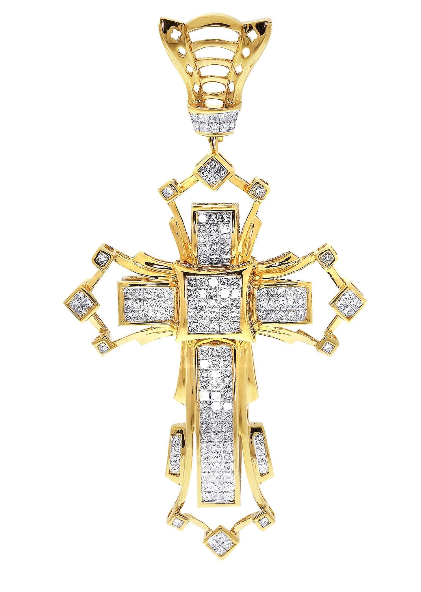 3.99 Carat Diamond Cross Pendant Necklace - 22.18 Grams Solid Gold Religious Jewelry for Women & Men - Perfect for Baptism, First Communion, Confirmation & Wedding Gifts