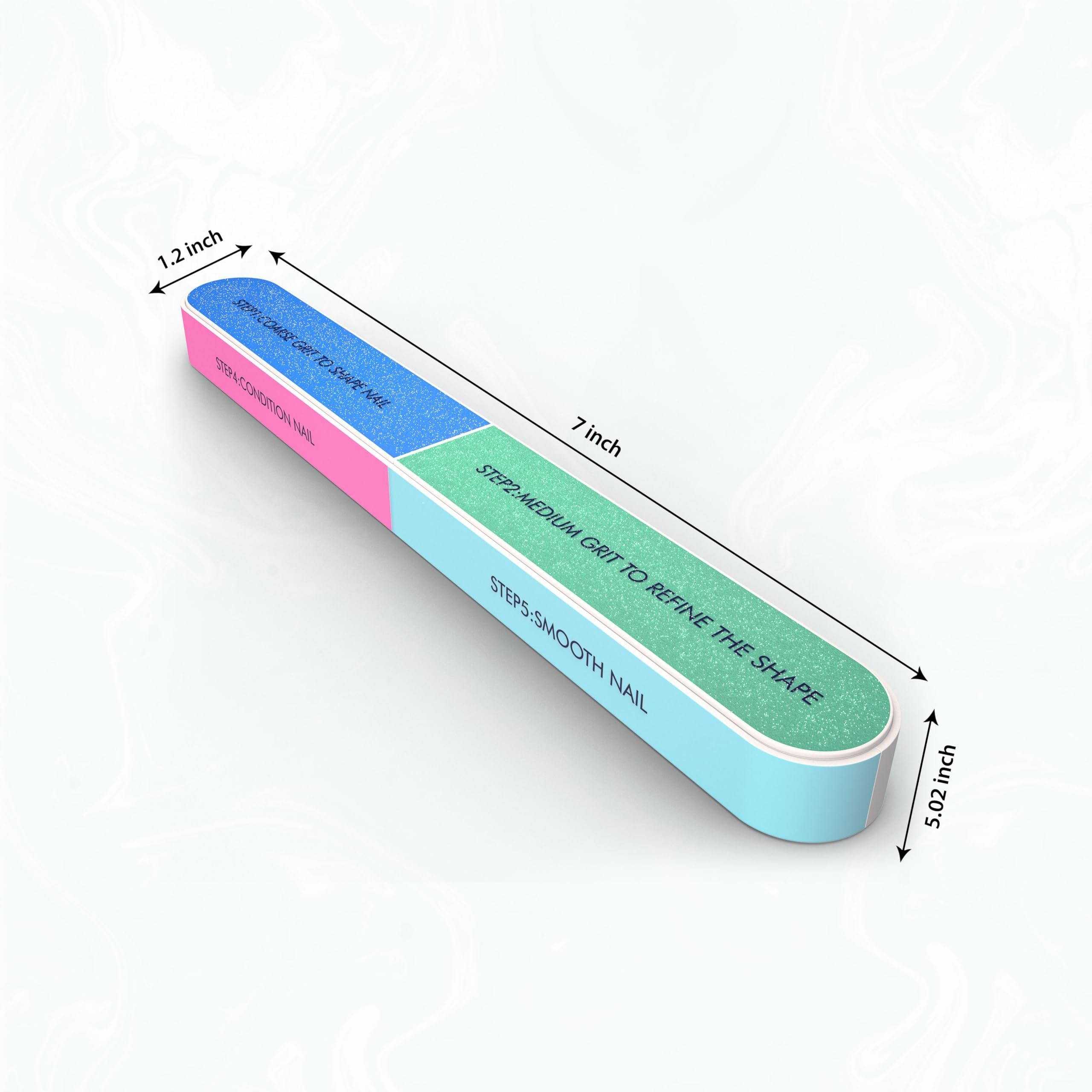 7-Way Nail Buffer Block - 150/320/600/1200/4000 Grit Professional Nail File & Polisher for Natural Nails - Achieve Shiny, Smooth Nails at Home or Salon - Perfect for Manicures, Pedicures & Nail Care Routine