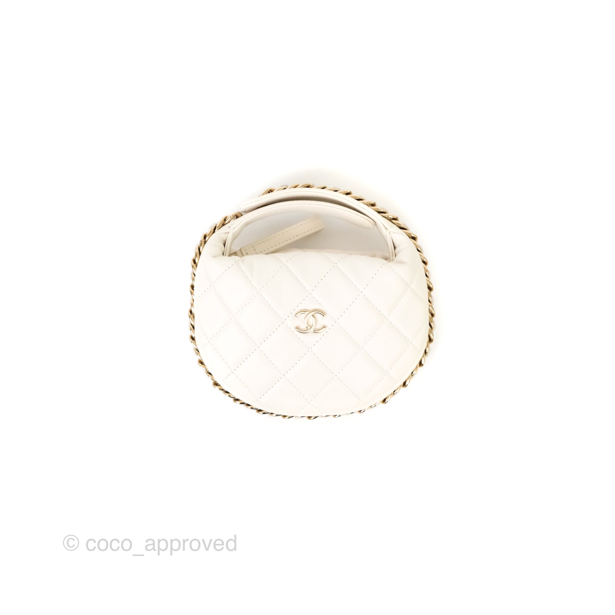 Chanel Chain Around Mini Hobo Bag in White Lambskin Leather with Gold Hardware 23C - Perfect for Evening Events & Luxury Fashion Accessories