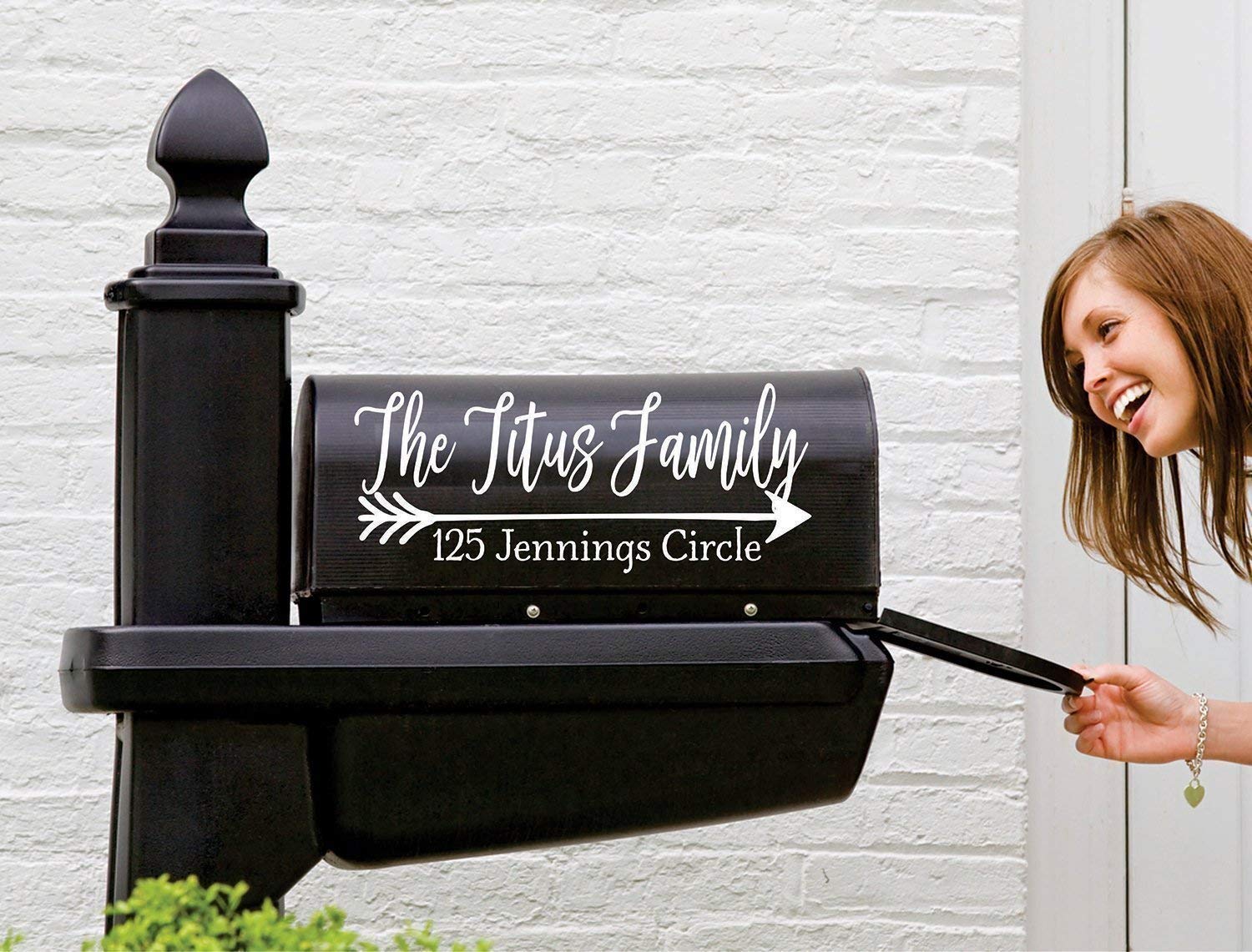 Farmhouse Style Mailbox Decals - Personalized Name & Number Stickers (Set of 2) for Rustic Home Decor & Curb Appeal Enhancement