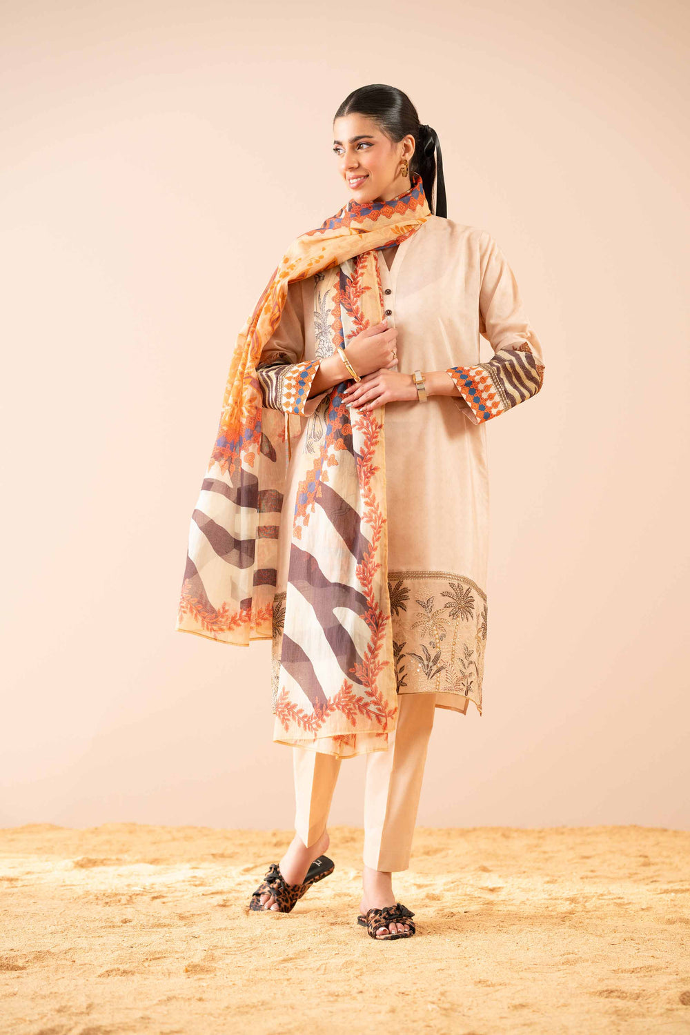 Premium Cambric Beige Stitched Suit for Men - Nishat Collection | Formal Office Wear & Wedding Attire