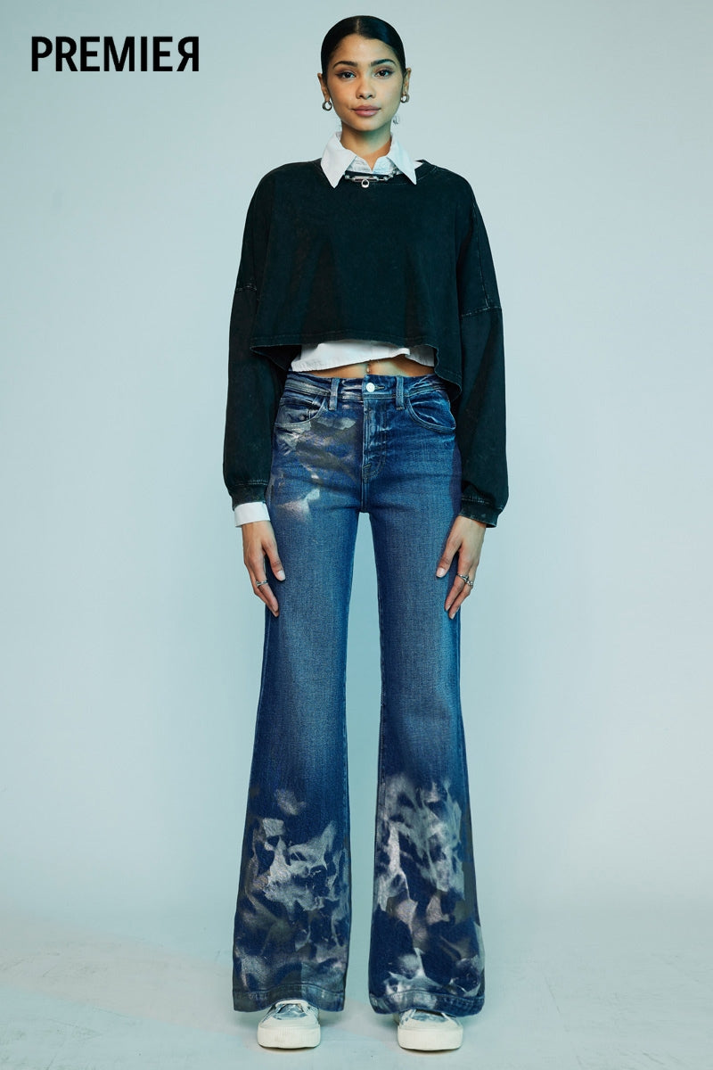 Rosaline Premium High-Rise Holly Flare Jeans for Women - Trendy Bootcut Denim Pants for Casual & Office Wear
